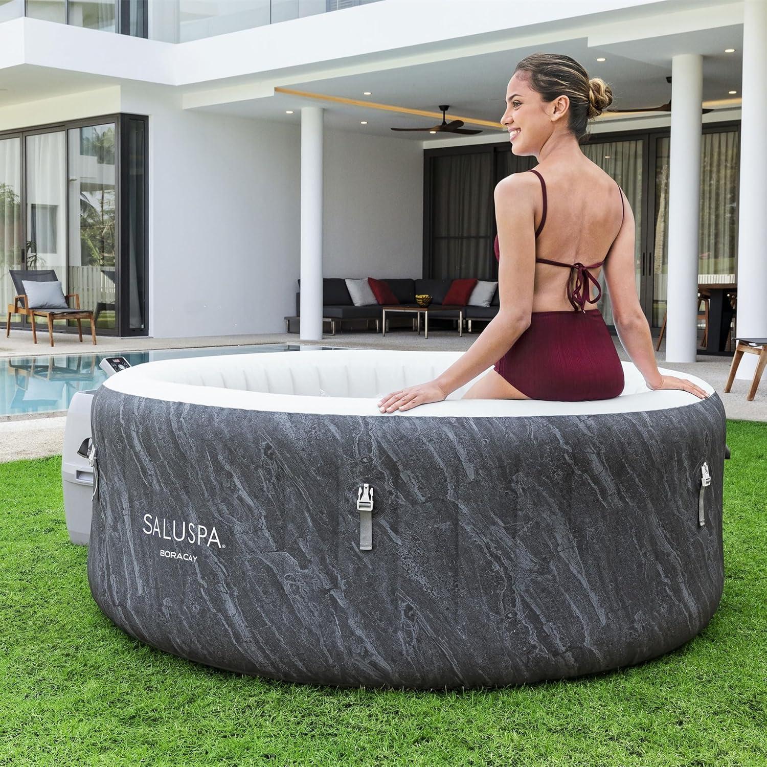 Bestway SaluSpa Fiji AirJet Large Round 2 to 4 Person Inflatable Hot Tub Portable Outdoor Spa with 120 AirJets