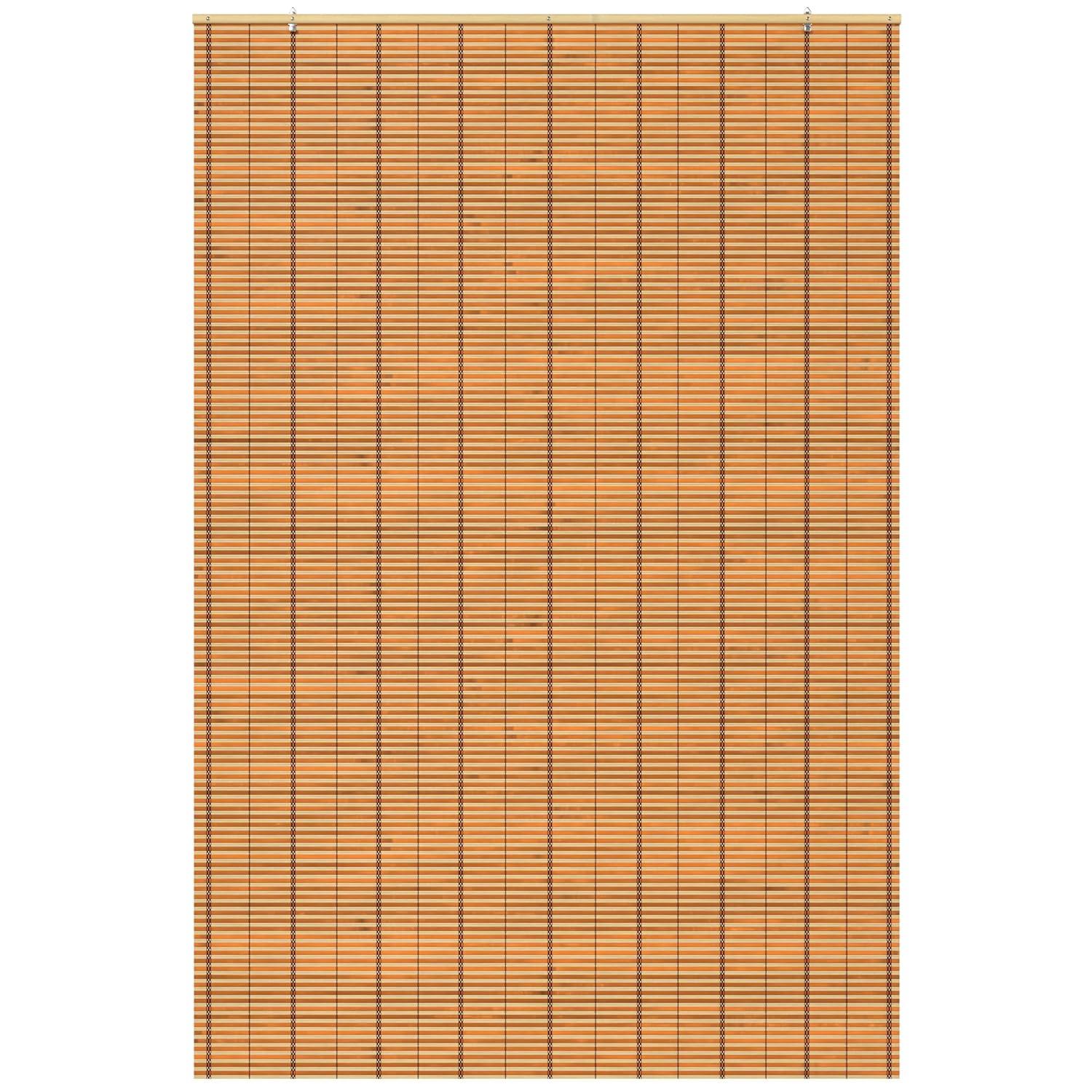 Burnt Bamboo Cordless Window Shade - Two-tone Honey 48" W
