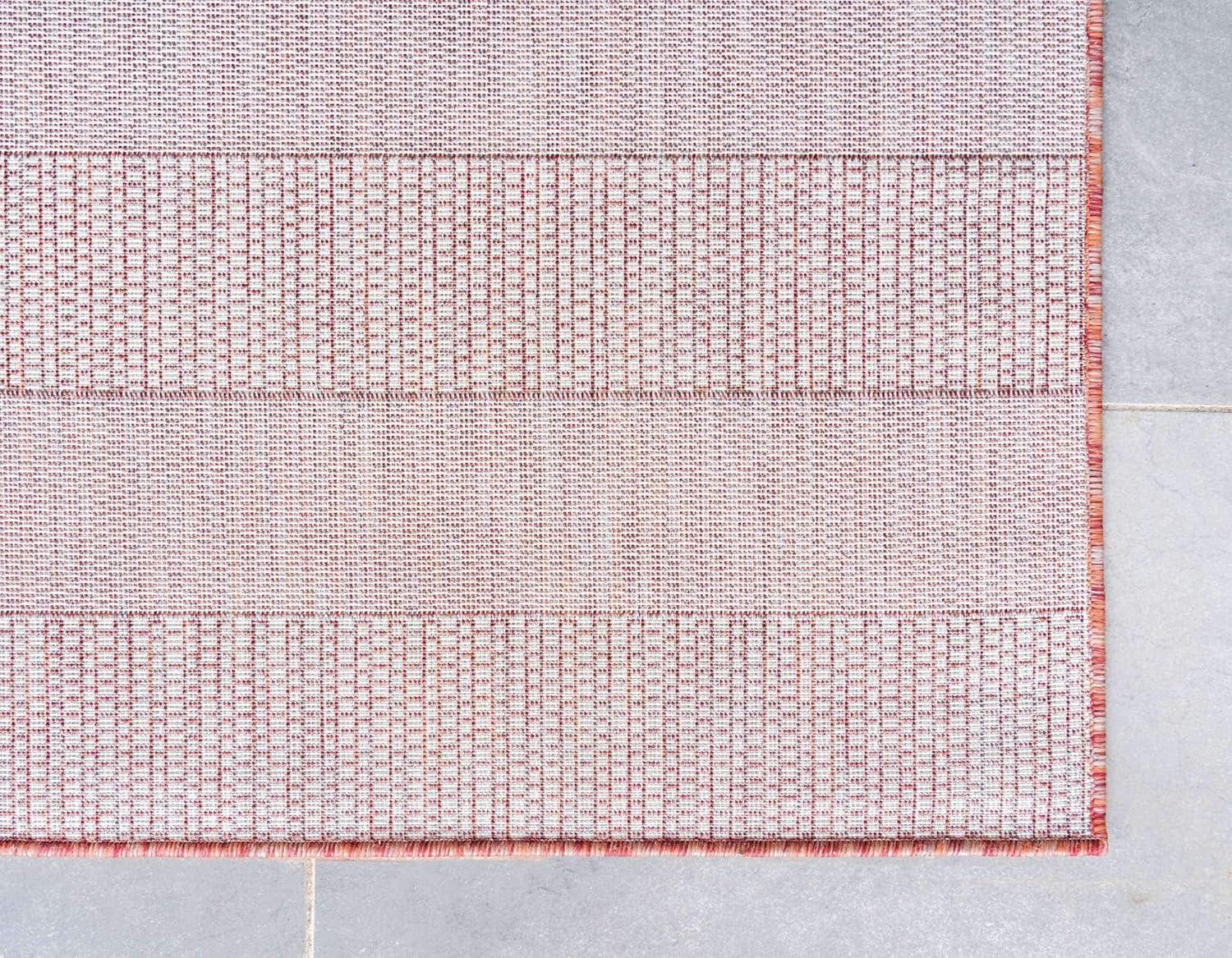 Unique Loom 4' 1 x 6' 1 Rectangle Indoor/Outdoor Striped Rust Red Area Rug