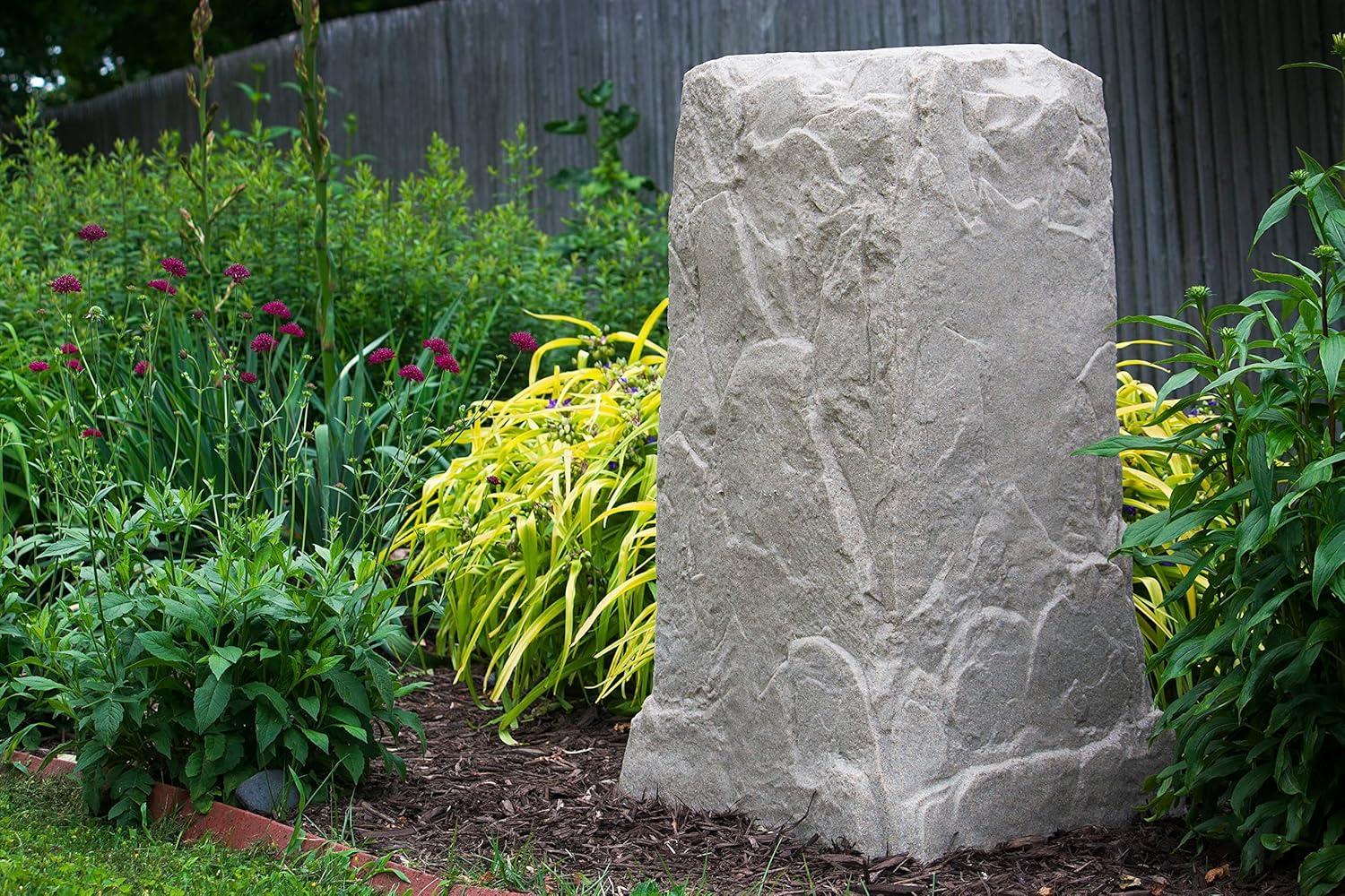 Tall Beige Resin Utility Cover Landscape Rock