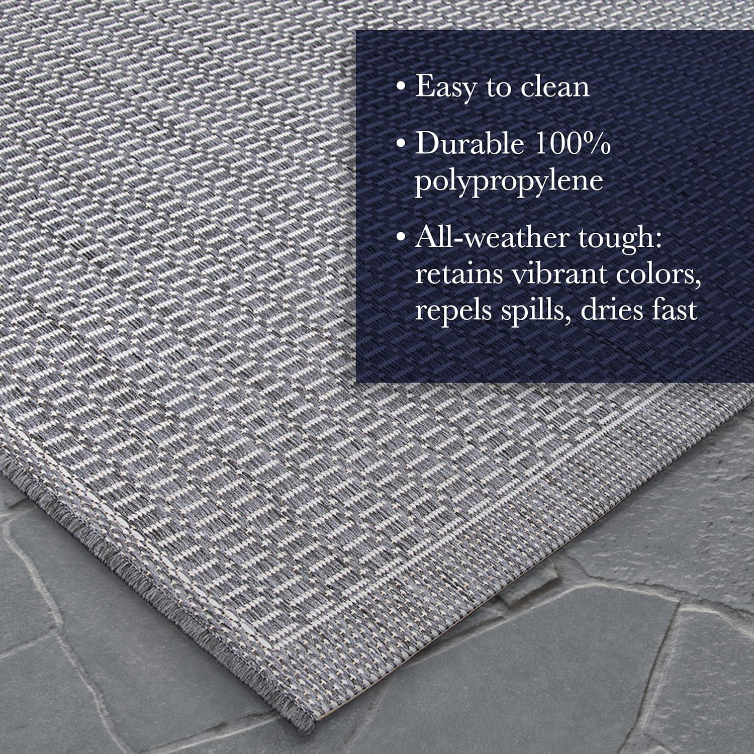 Couristan Recife Saddle Stitch Indoor /Outdoor Area Rug, Grey- White, 2'3" x 11'9" Runner
