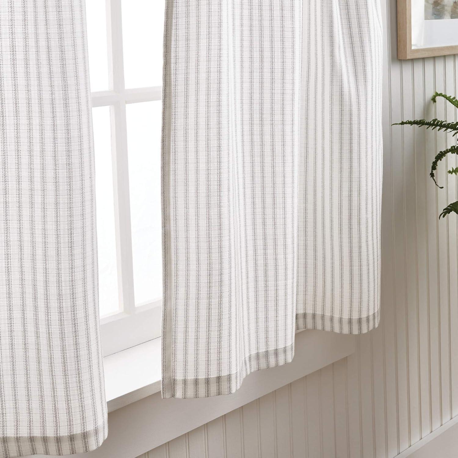 Martha Stewart Ticking Stripe Indigo Tier & Valance Set