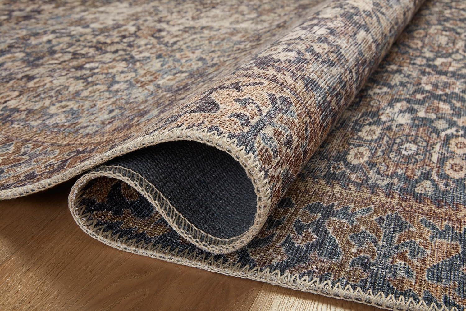 Georgie Denim and Spice Floral Wool Runner Rug