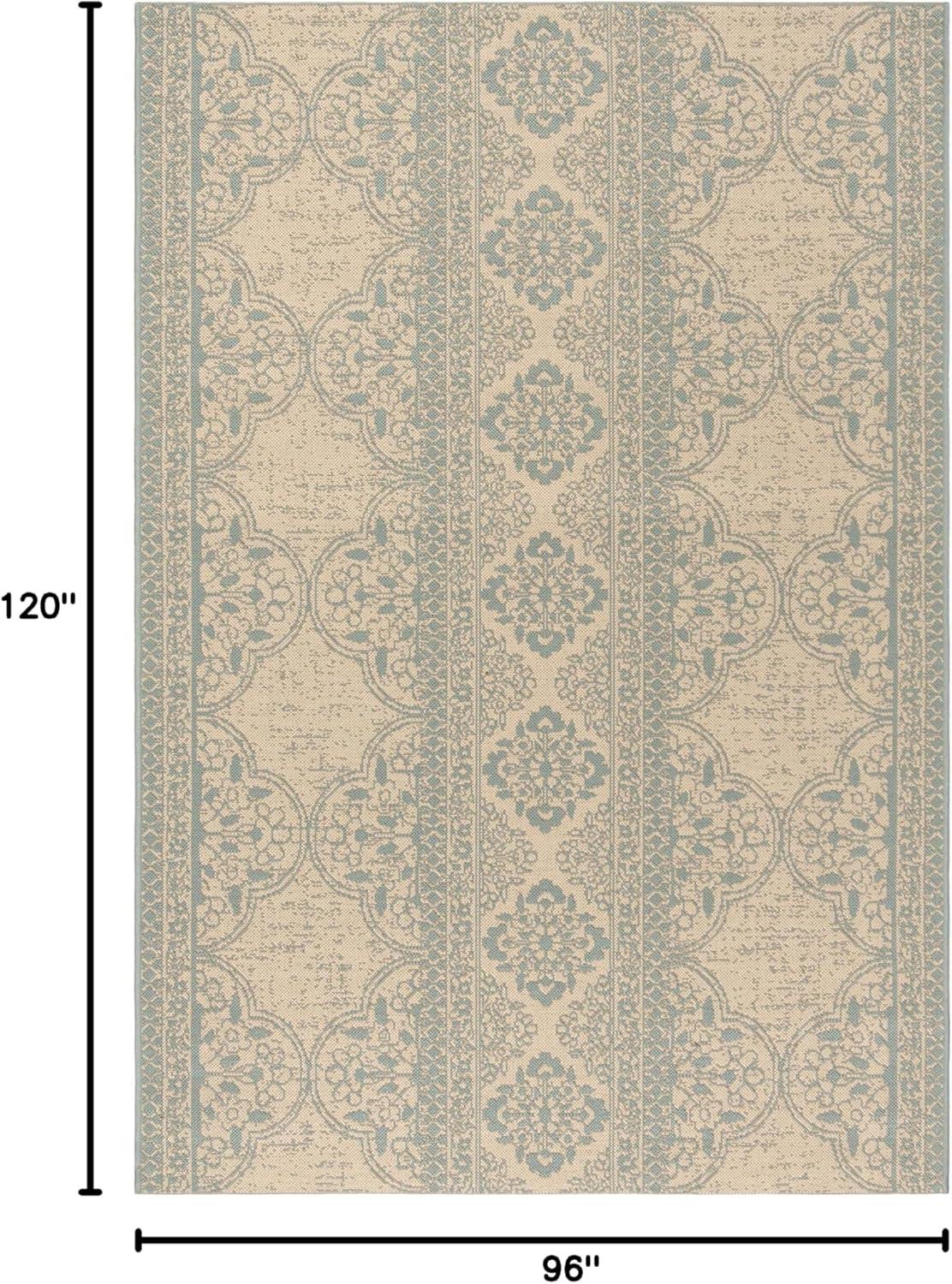 Linden LND174 Power Loomed Area Rug - Aqua/Cream - 8'x10' - Safavieh