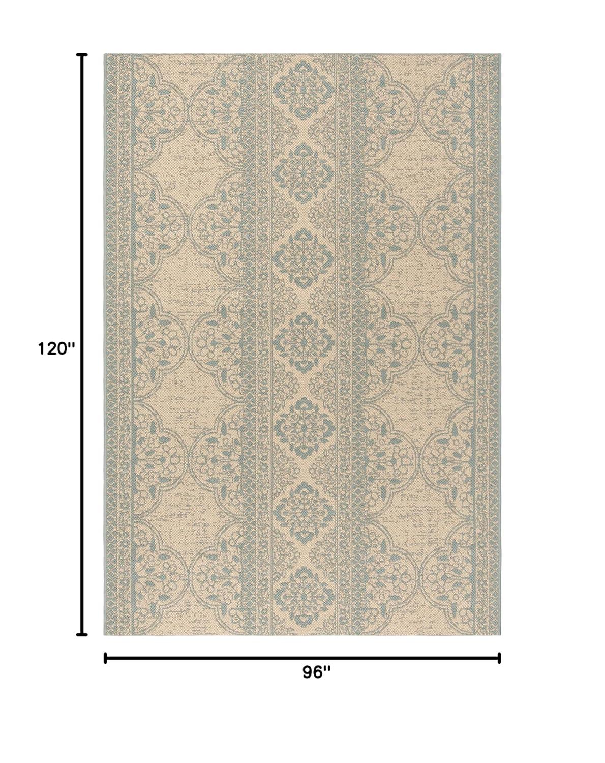Linden LND174 Power Loomed Area Rug - Aqua/Cream - 8'x10' - Safavieh