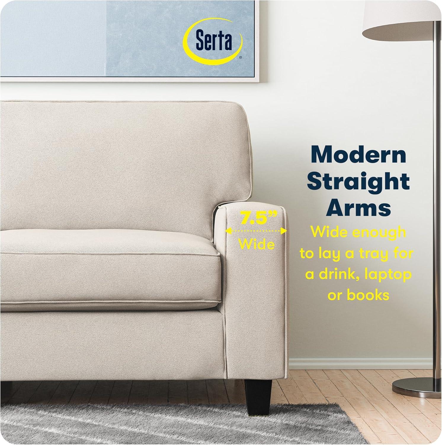 Serta Palisades 61" Track Arm Sofa, Easy Care Fabric, Soft Pillow Back, Pocket Coil Seat Cushions