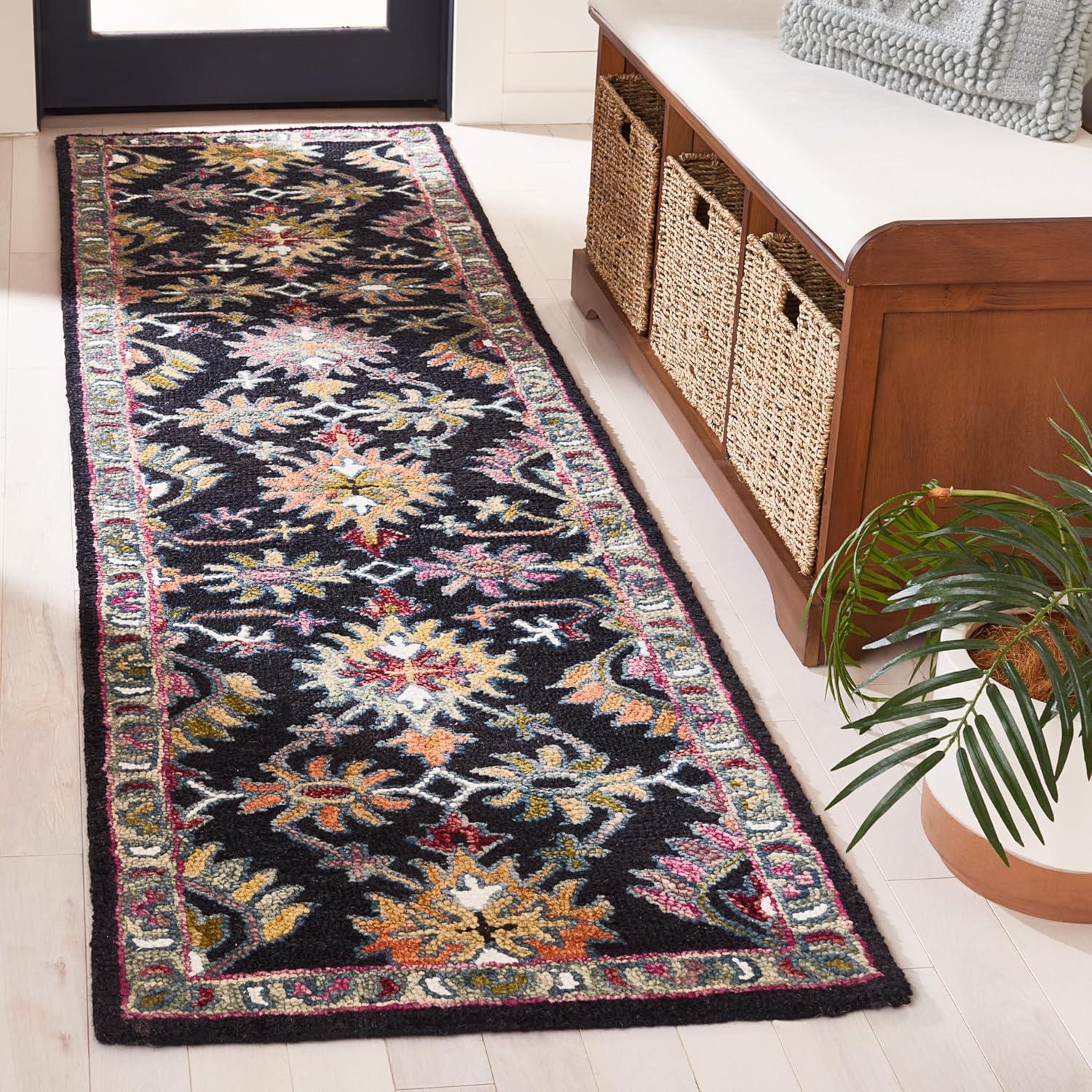 Aspen APN135 Hand Tufted Runner Rug  - Black/Pink - 2'3"x9' - Safavieh.