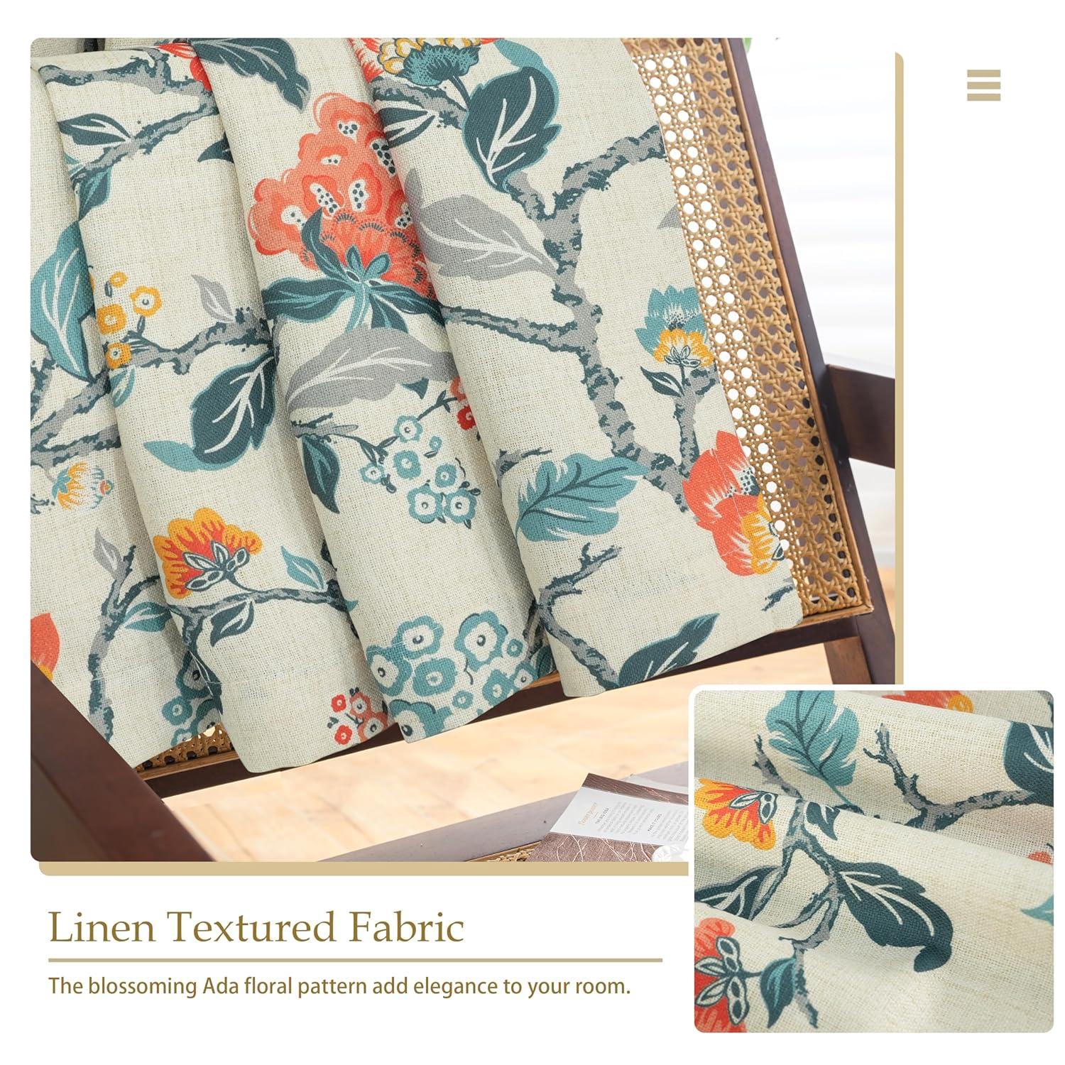 DriftAway Ada Floral Lined Thermal Insulated Room Darkening Blackout Grommet Window Curtains, 2 Panels, 52" x 72", Ivory Orange Teal