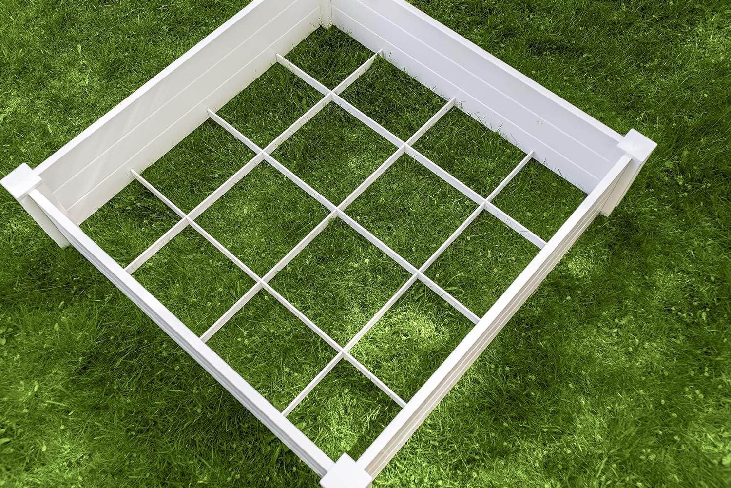 Classic White Vinyl 48" x 48" Raised Garden Bed with Grid