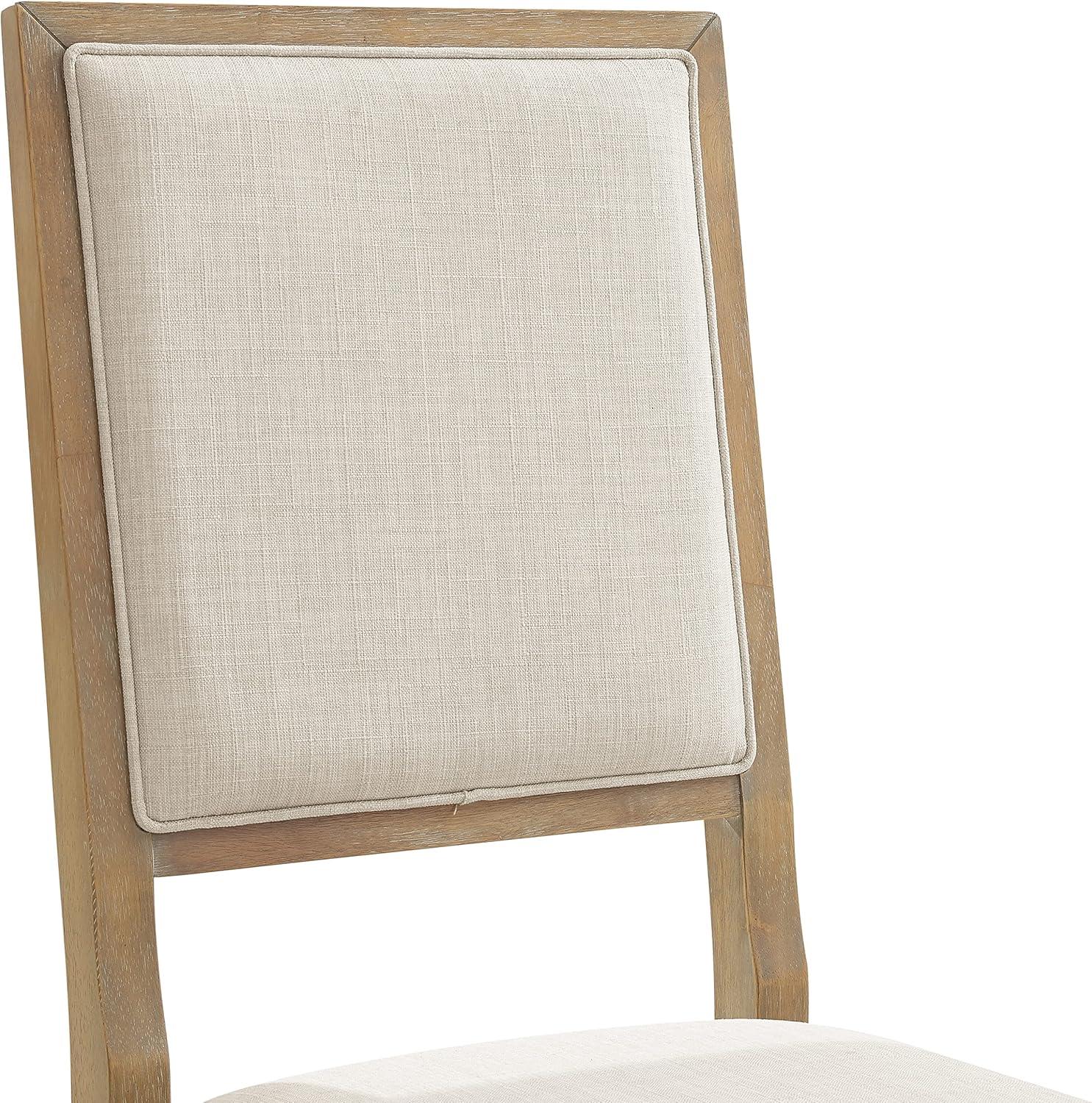 Joanna Cream Linen and Light Wood Rustic Dining Chair Set