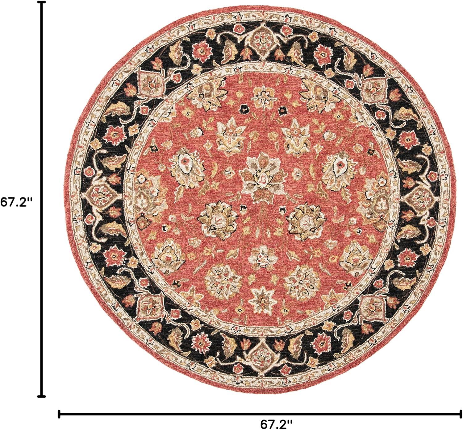 SAFAVIEH Chelsea Kaeden Floral Wool Area Rug, Rose/Black, 5'6" x 5'6" Round