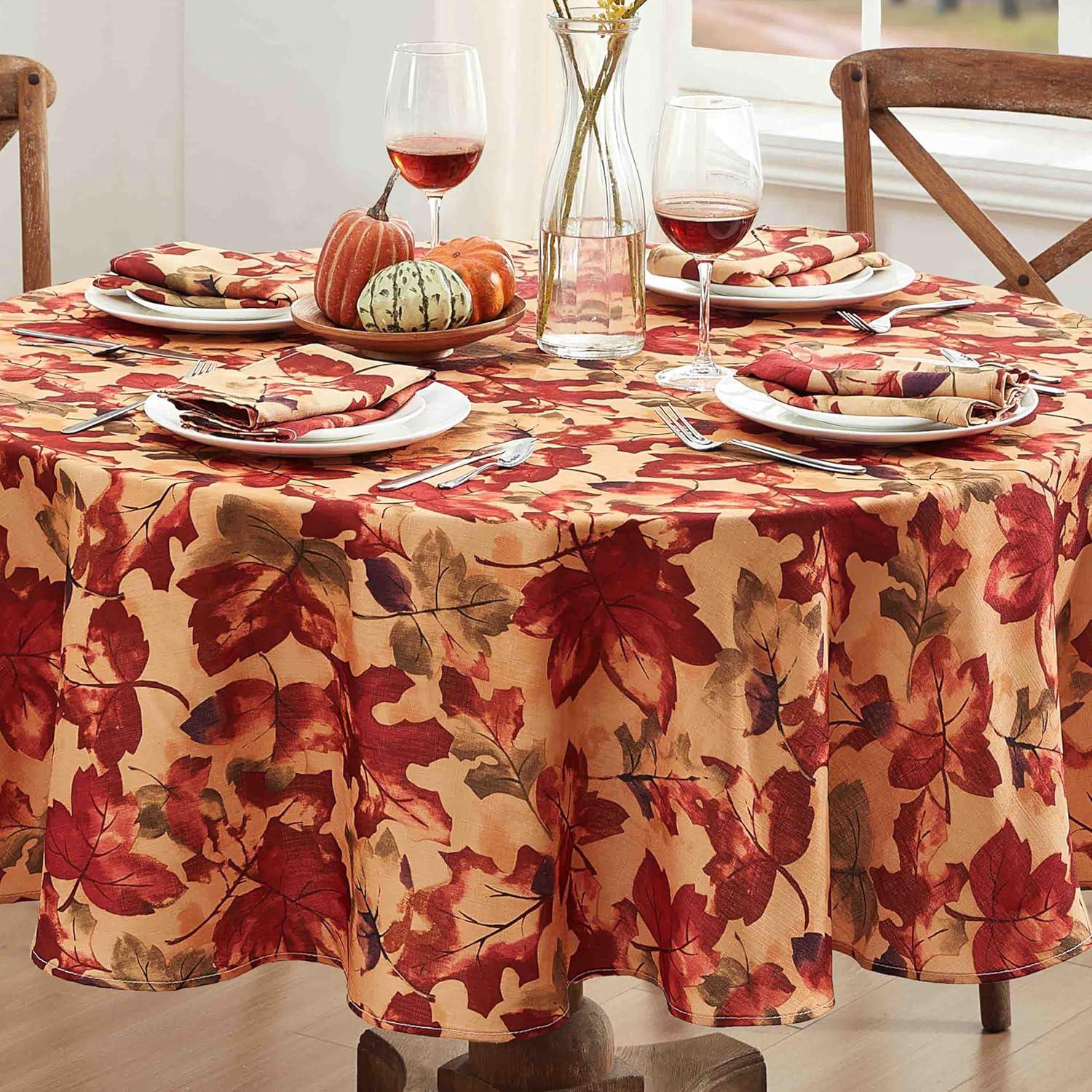 Newbridge Thanksgiving Holiday Autumn Leaf Collage 60 x 120 inch Rectangle Fabric Tablecloth