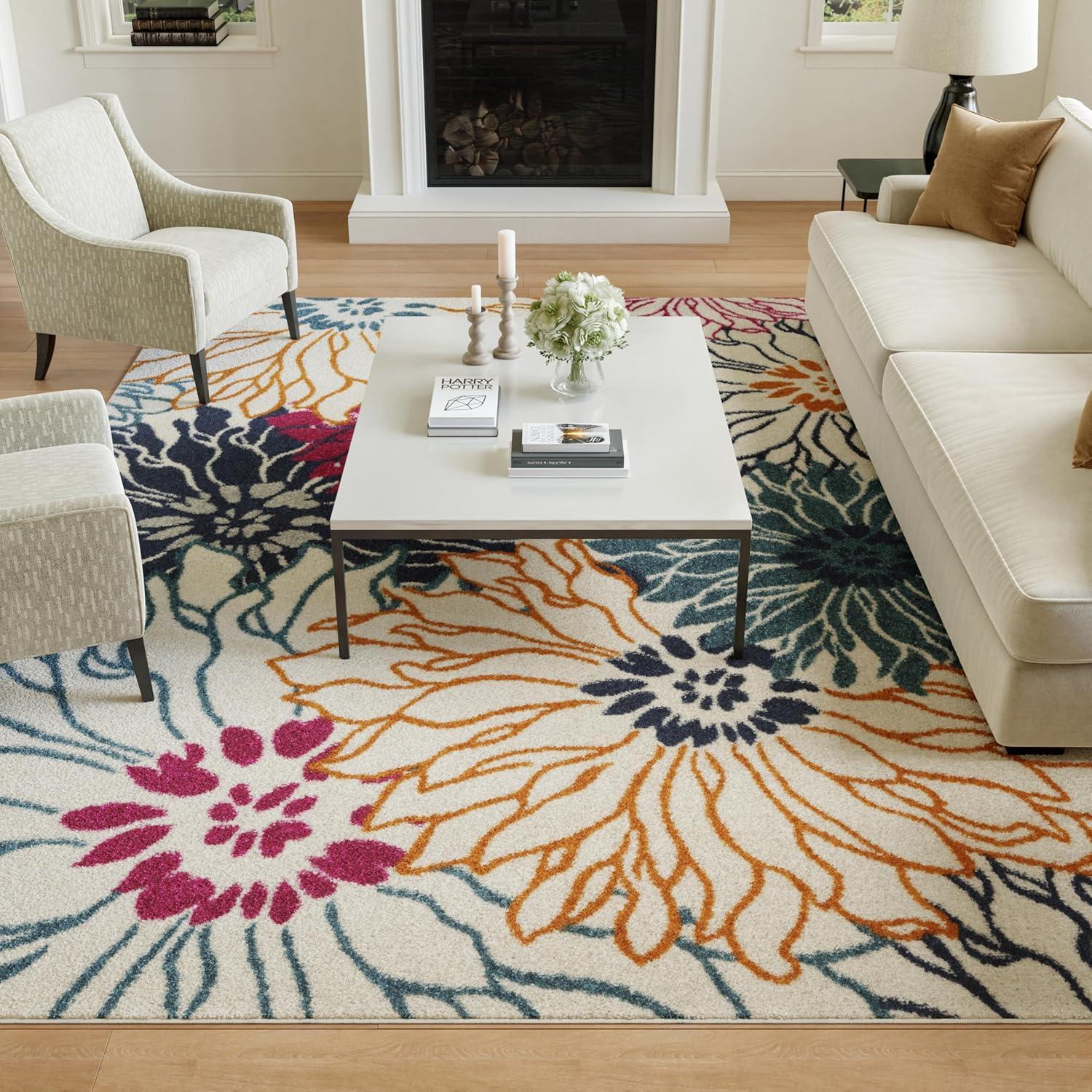 Nourison Passion Bohemian Transitional Floral Indoor Area Rug Ivory/Multi 8' x 10'
