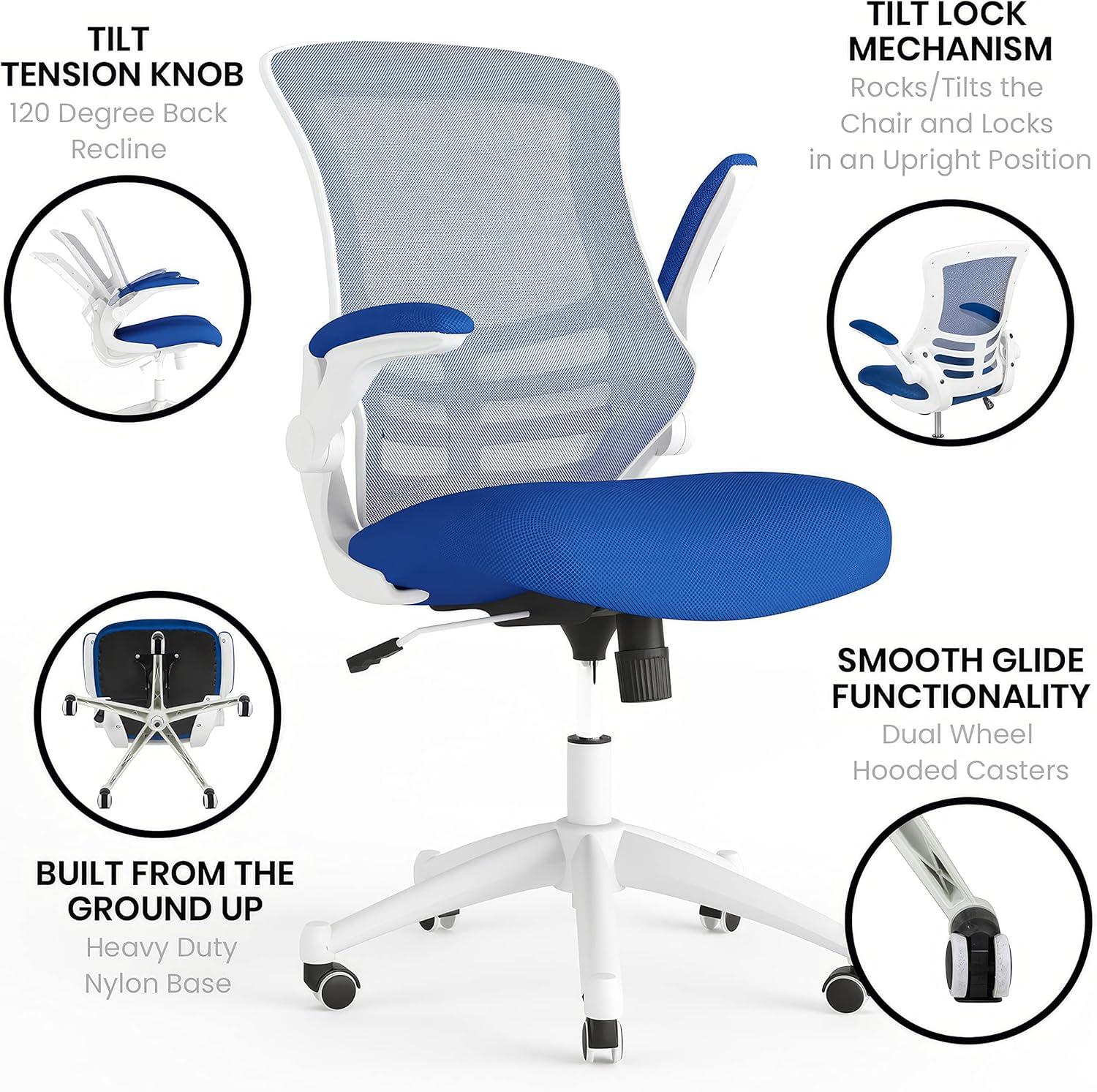 Jayetta Mid-Back Mesh Swivel Ergonomic Office Chair with Flip-Up Arms by Flash Furniture