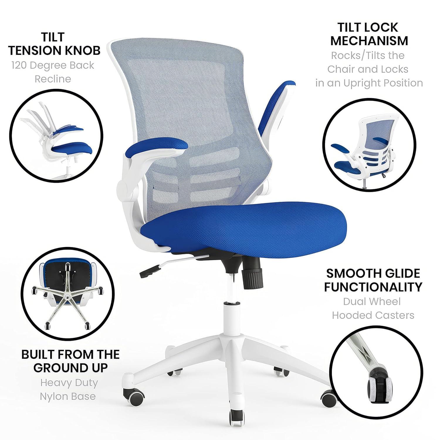 Jayetta Mid-Back Mesh Swivel Ergonomic Office Chair with Flip-Up Arms by Flash Furniture