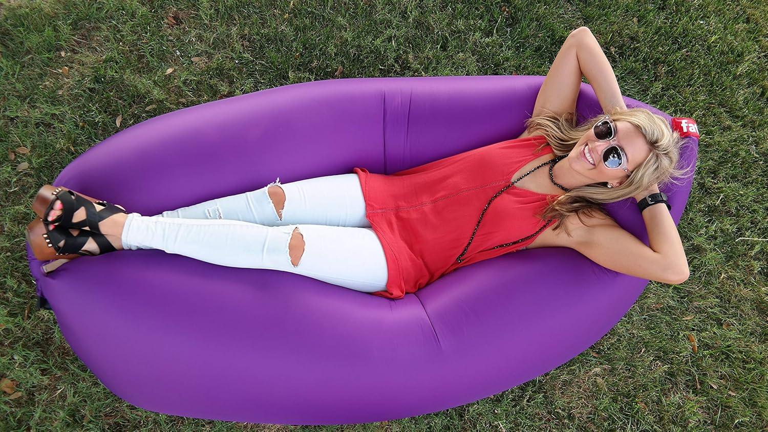 Fatboy Lamzac The Original Version 1 Inflatable Lounger with Carry Bag, Yellow