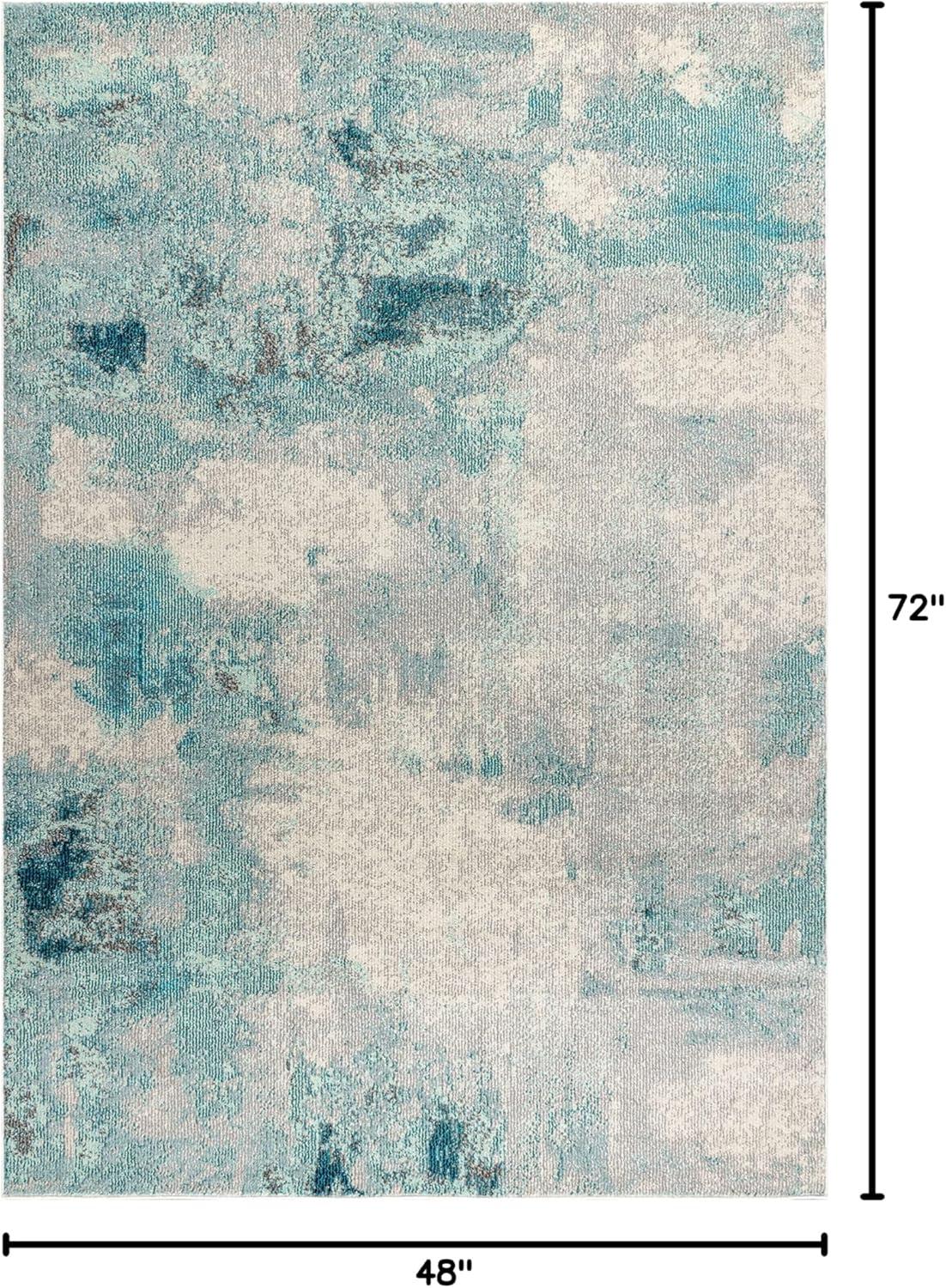 JONATHAN Y Contemporary POP Modern Abstract Vintage Cream/Blue 4 ft. x 6 ft. Area Rug