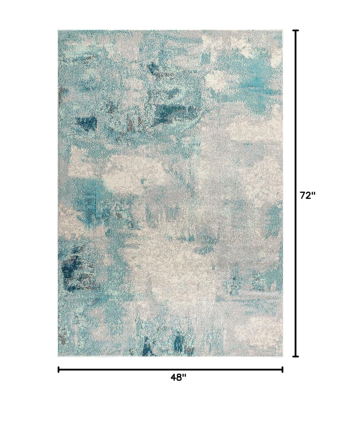JONATHAN Y Contemporary POP Modern Abstract Vintage Cream/Blue 4 ft. x 6 ft. Area Rug