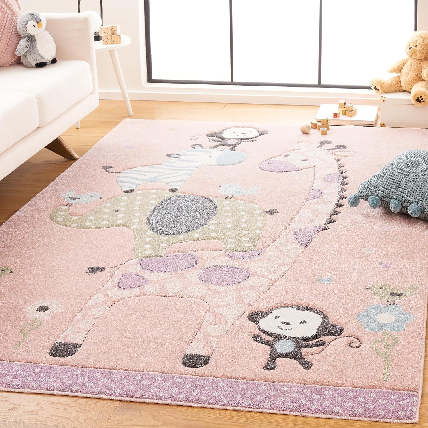 Carousel Kids  CRK120 Loomed Indoor Area Rug - Blush Pink - 4'x6' - Safavieh