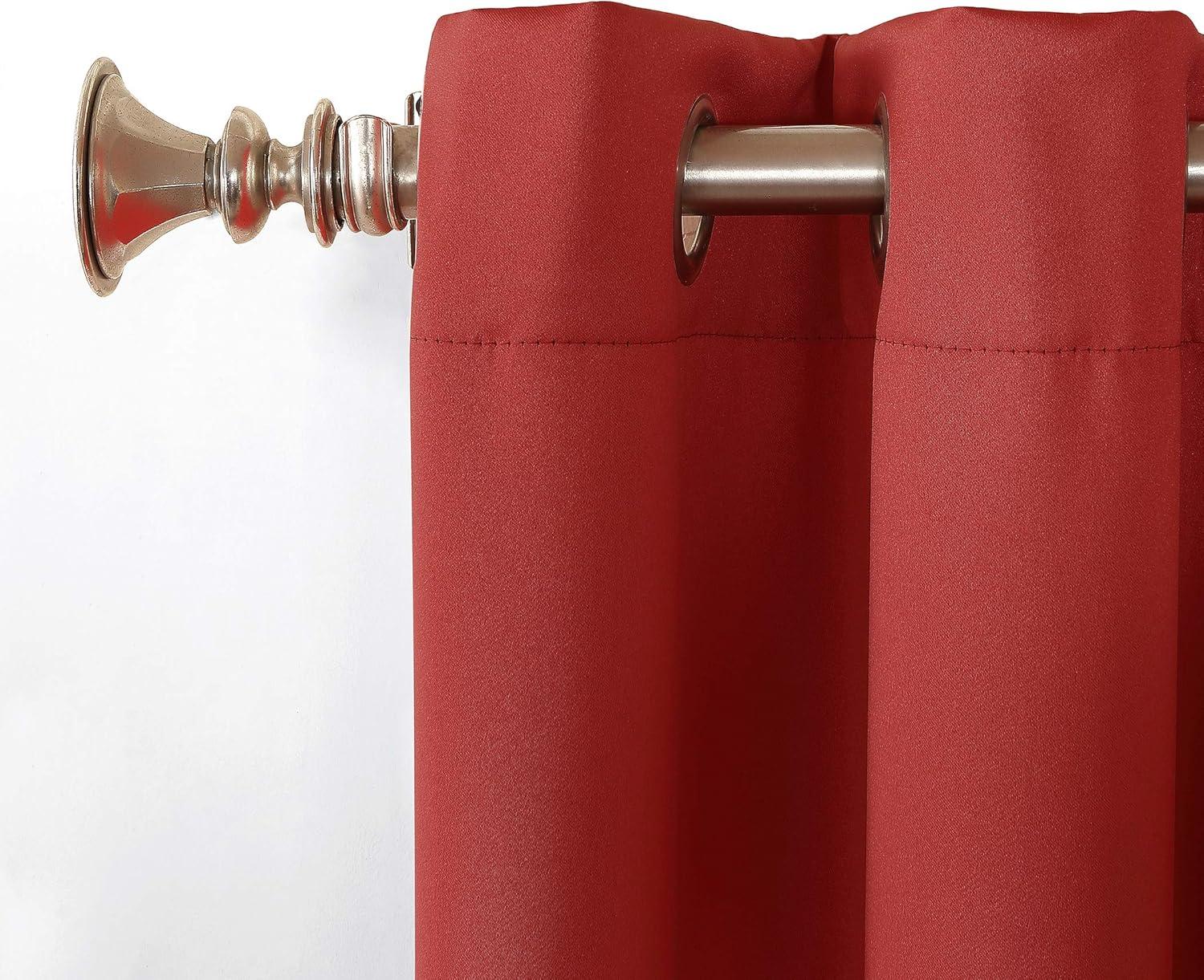 Sun Zero Talita 1 Piece Solid Print Room Darkening Curtain Panel, 40" X 63", 40"X63", Brick Red