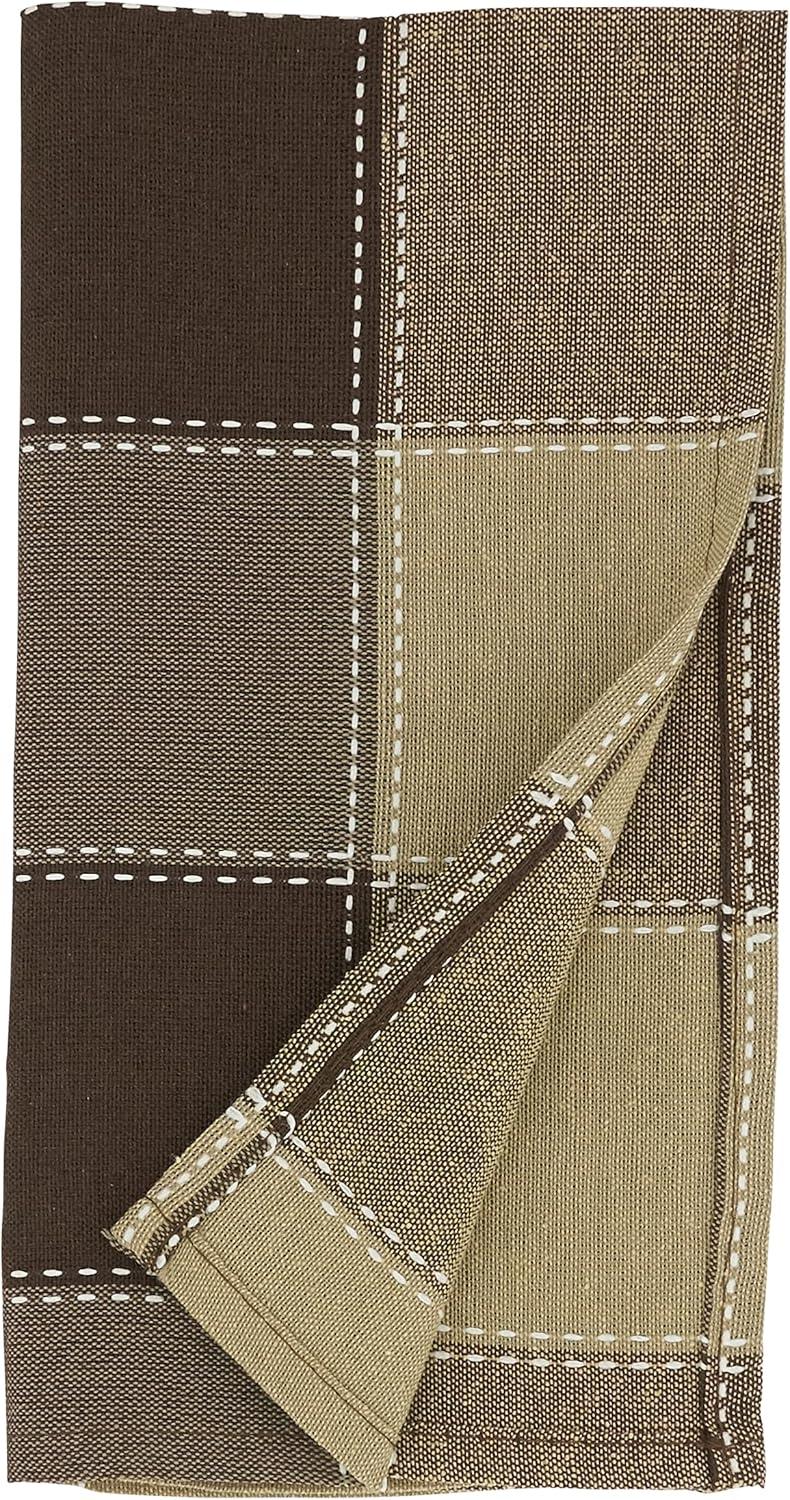 Saro Lifestyle Stitched Plaid Cotton And Poly Blend Table Napkins (Set of 4)