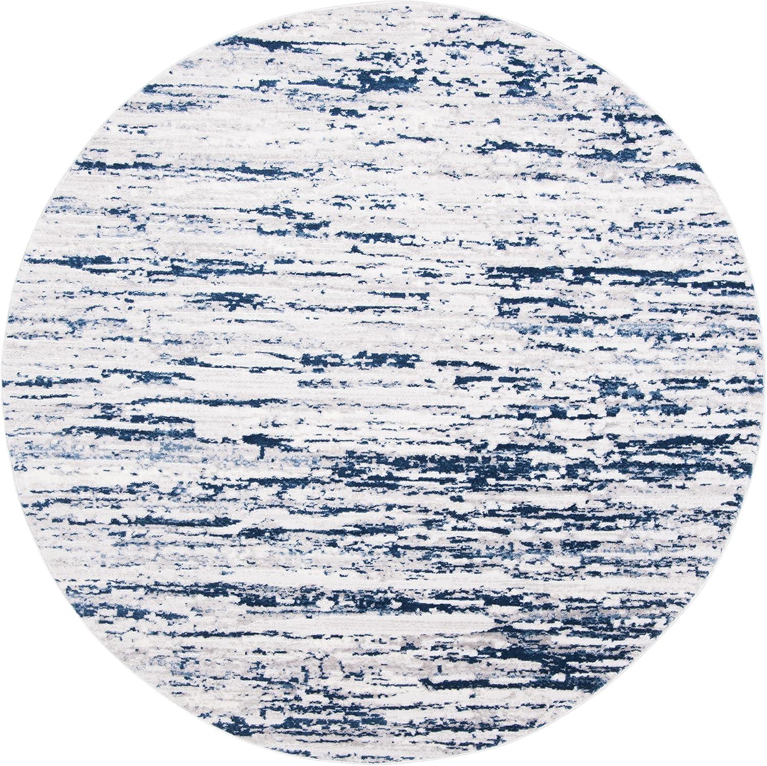 Amelia ALA768 Power Loomed Area Rug - Grey/Navy - 6'7" Round - Safavieh.