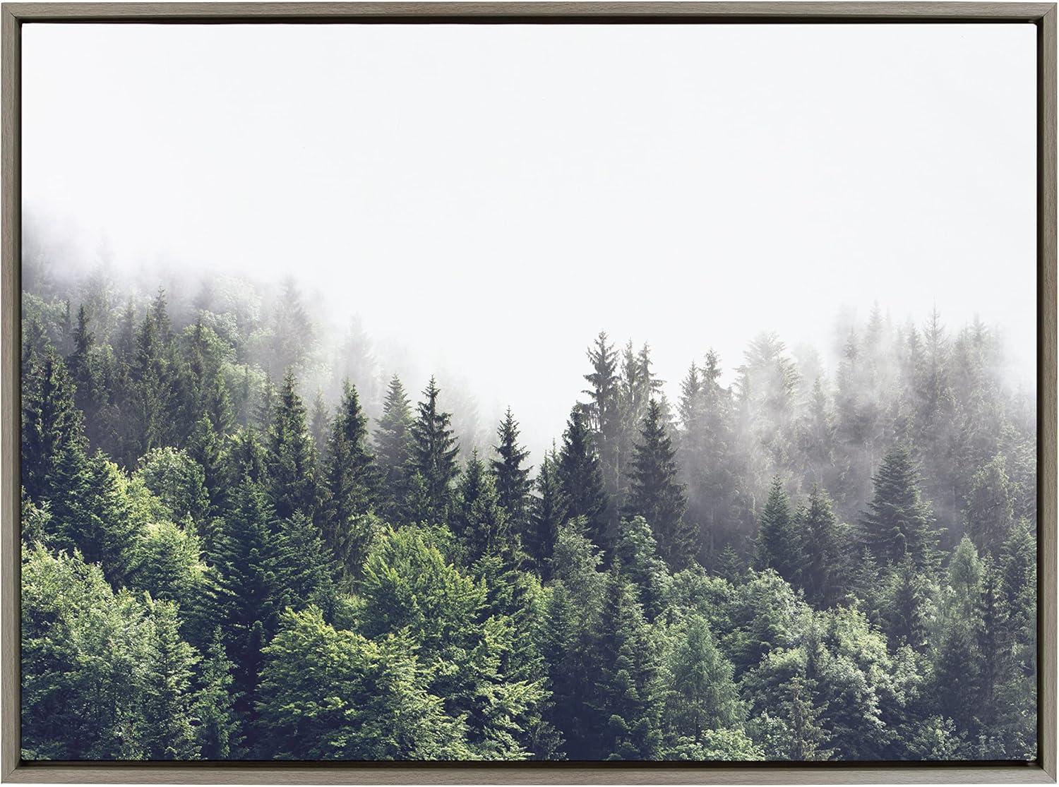 Lush Green Forest on a Foggy Day Landscape Canvas Print