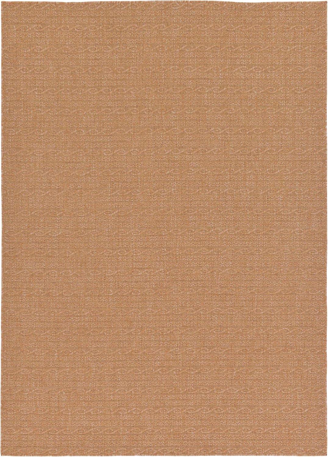 Light Brown Flat Woven Synthetic Outdoor Area Rug 7' x 10'