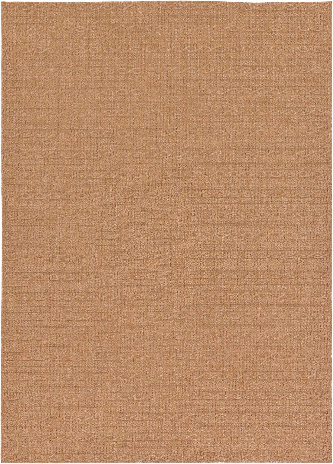 Light Brown Flat Woven Synthetic Outdoor Area Rug 7' x 10'