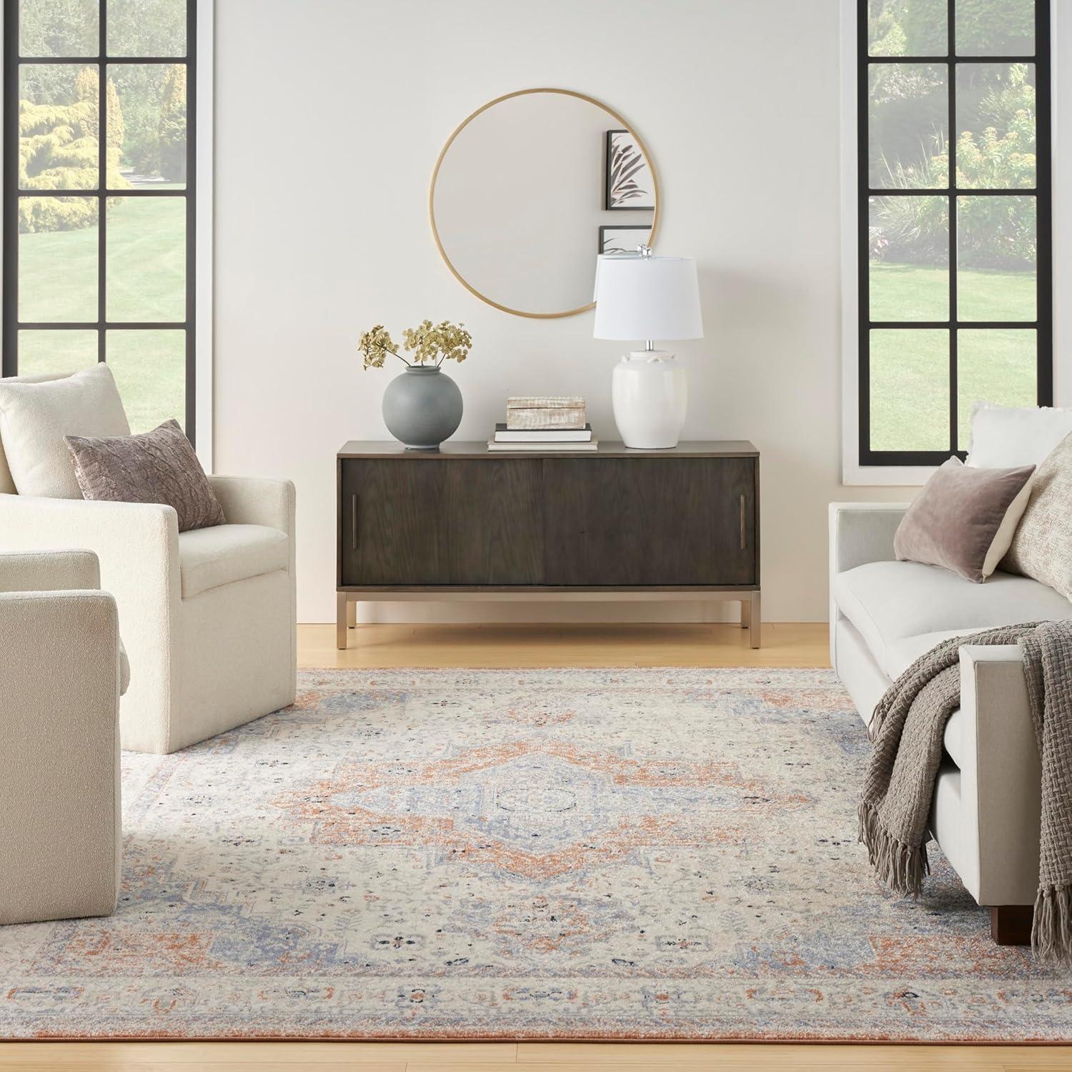 Nourison 8' x 10' Essentials Persian Vintage Indoor Outdoor Area Rug Beige Blue