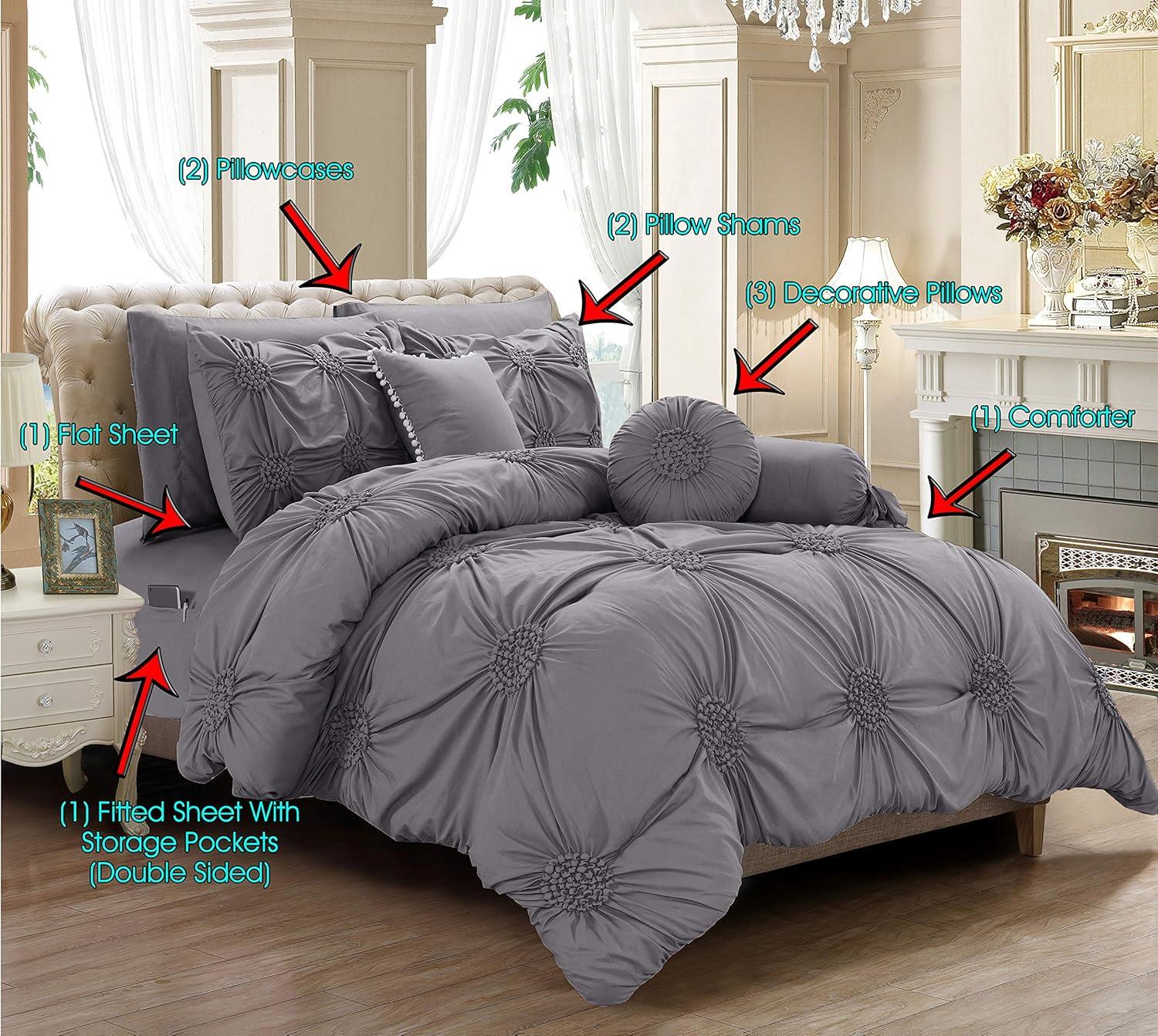 Gray Microfiber Full Down Alternative Reversible Bed in a Bag Set