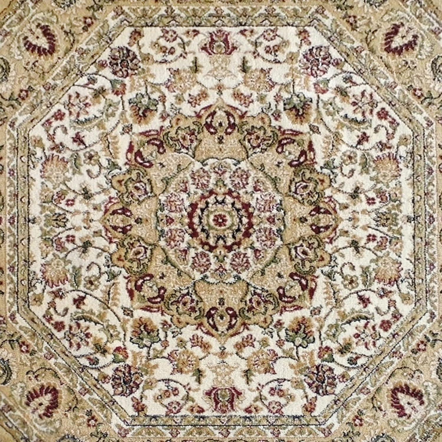 Flash Furniture Mersin Collection Octagonal Traditional Black, Burgundy, Green, Beige, Ivory Area Rug, 7' x 7'