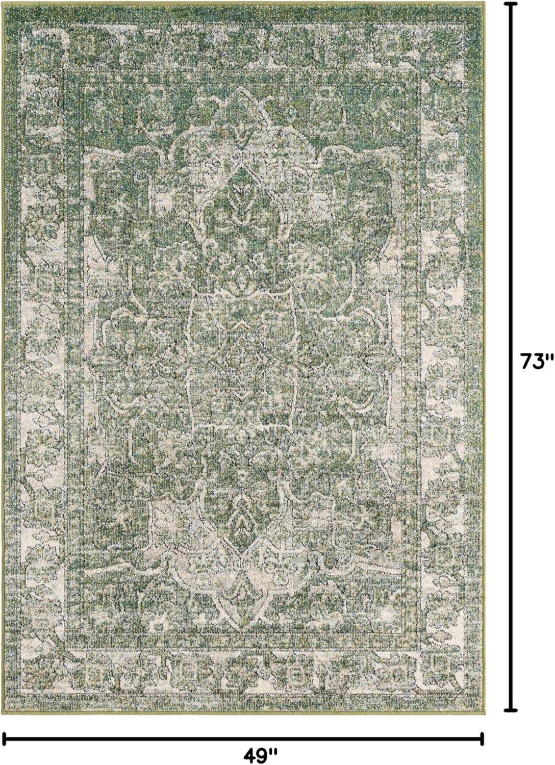 Unique Loom Isabella Collection Area Rug - Adjani (4' 1" x 6' 1" Rectangle Green/Ivory)