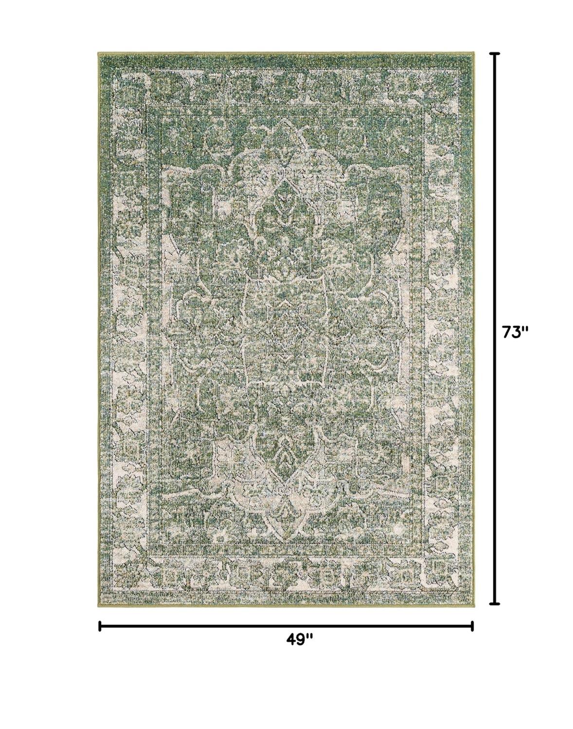 Unique Loom Isabella Collection Area Rug - Adjani (4' 1" x 6' 1" Rectangle Green/Ivory)