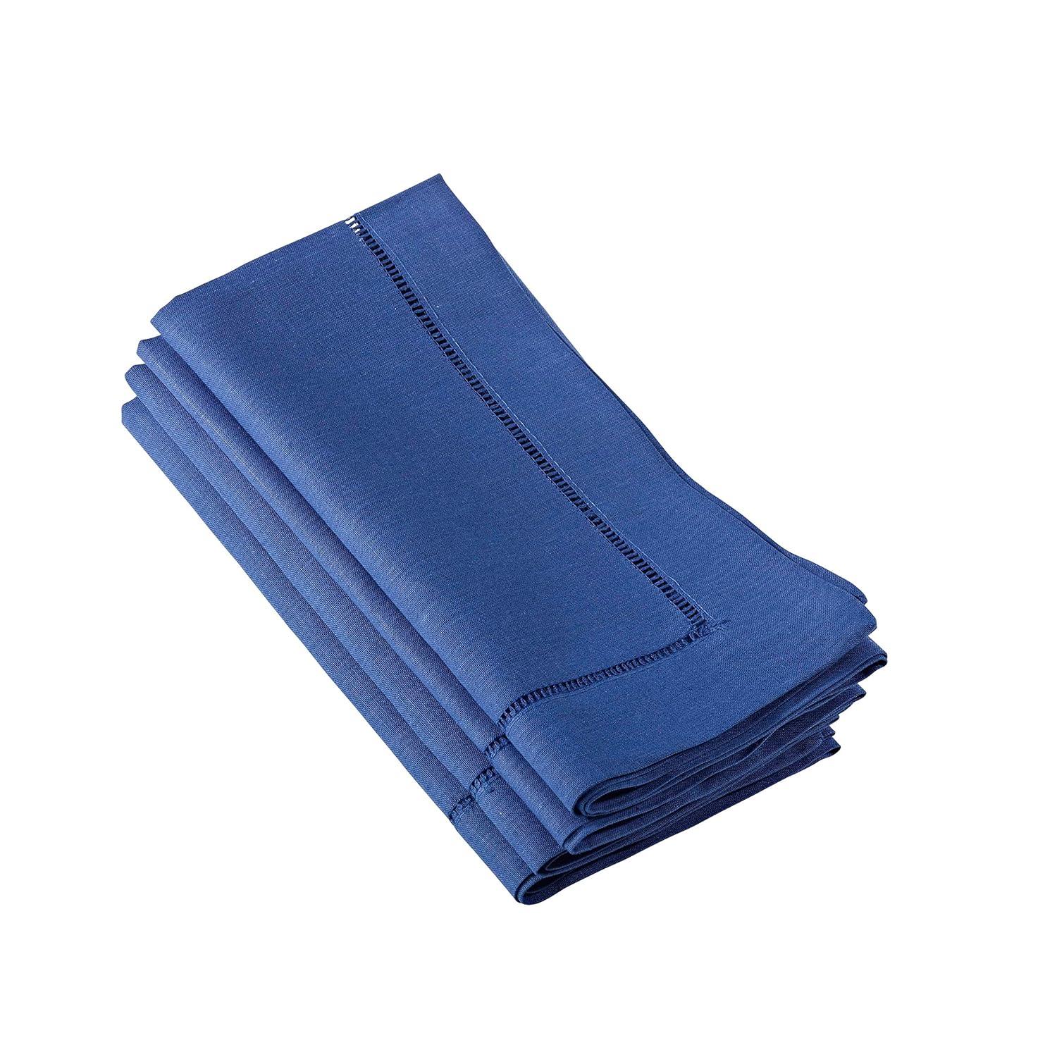 Saro Lifestyle Hemstitched Dinner Napkin (Set of 4), 20"x20", Cobalt Blue