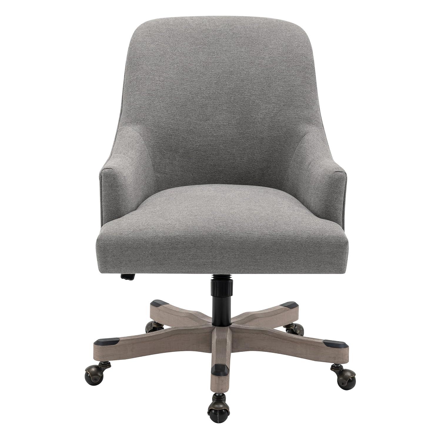 Bradwell Office Chair in Mint Fabric -Rustic Wood Base-Semi Asm