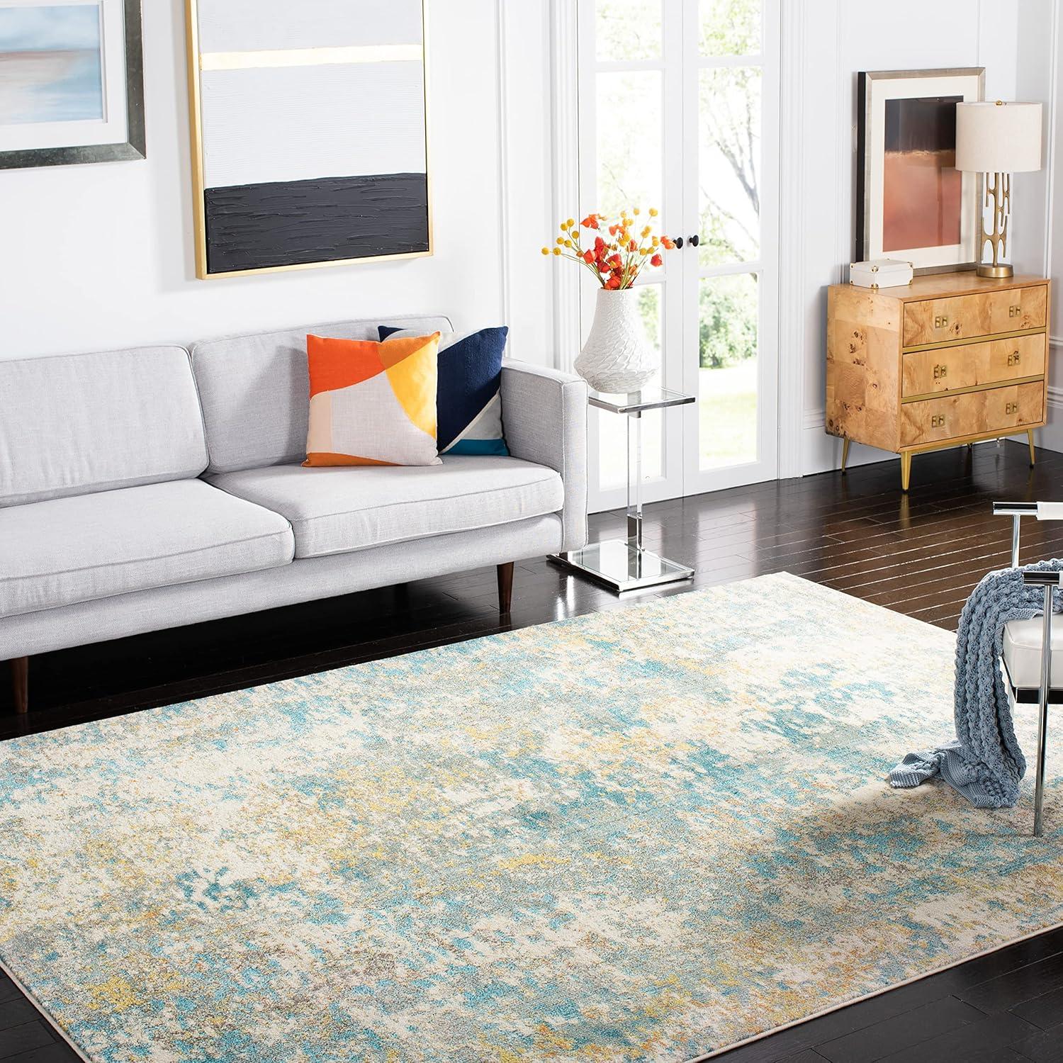 Madison MAD453 Power Loomed Indoor Area Rug - Teal/Gold - 8'x10' - Safavieh