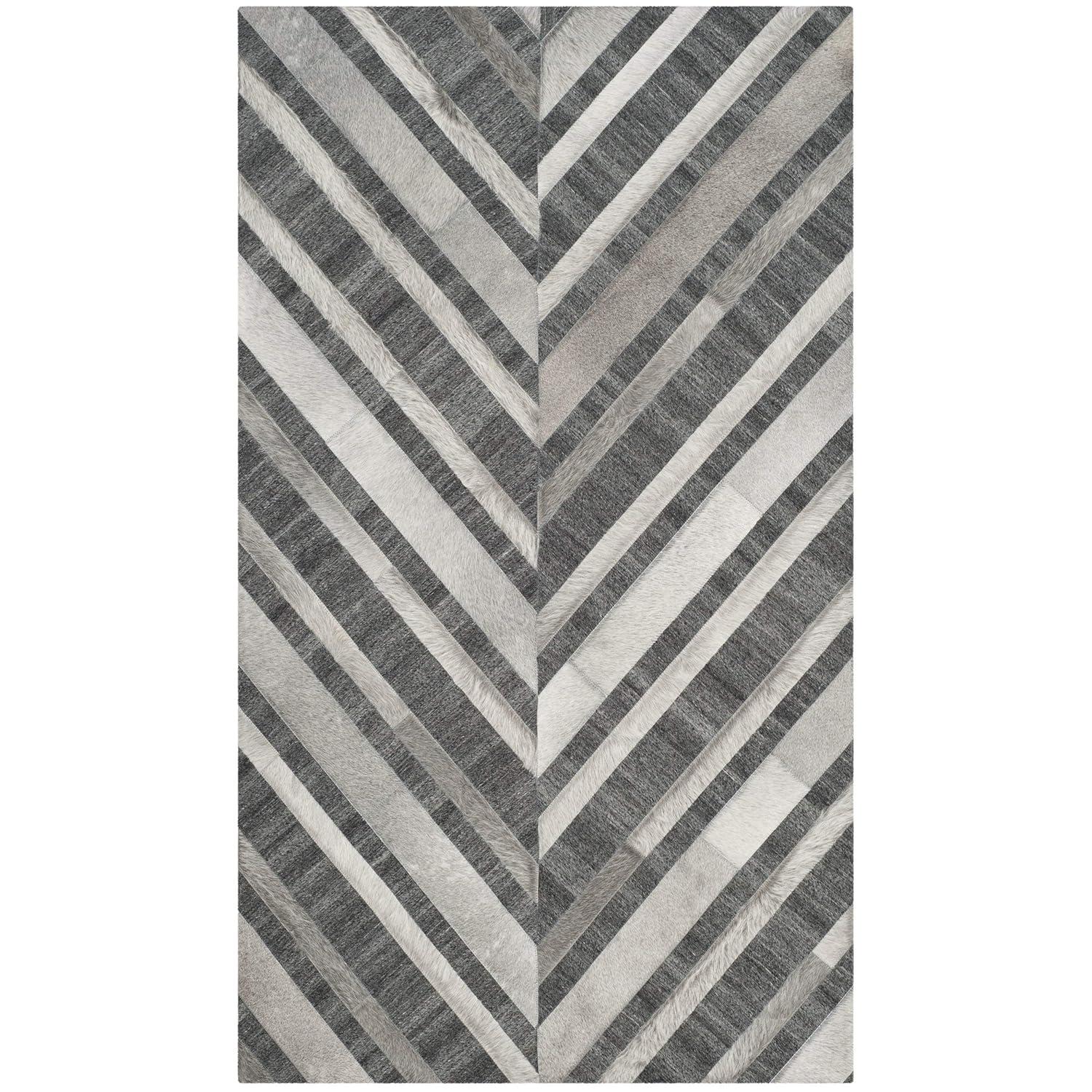 Studio Leather STL223 Hand Woven Area Rug - Ivory/Dark Grey - 3'x5' - Safavieh.