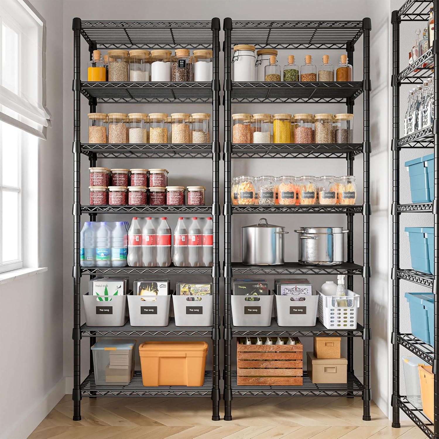 Black 7-Tier Freestanding Metal Shelving Unit