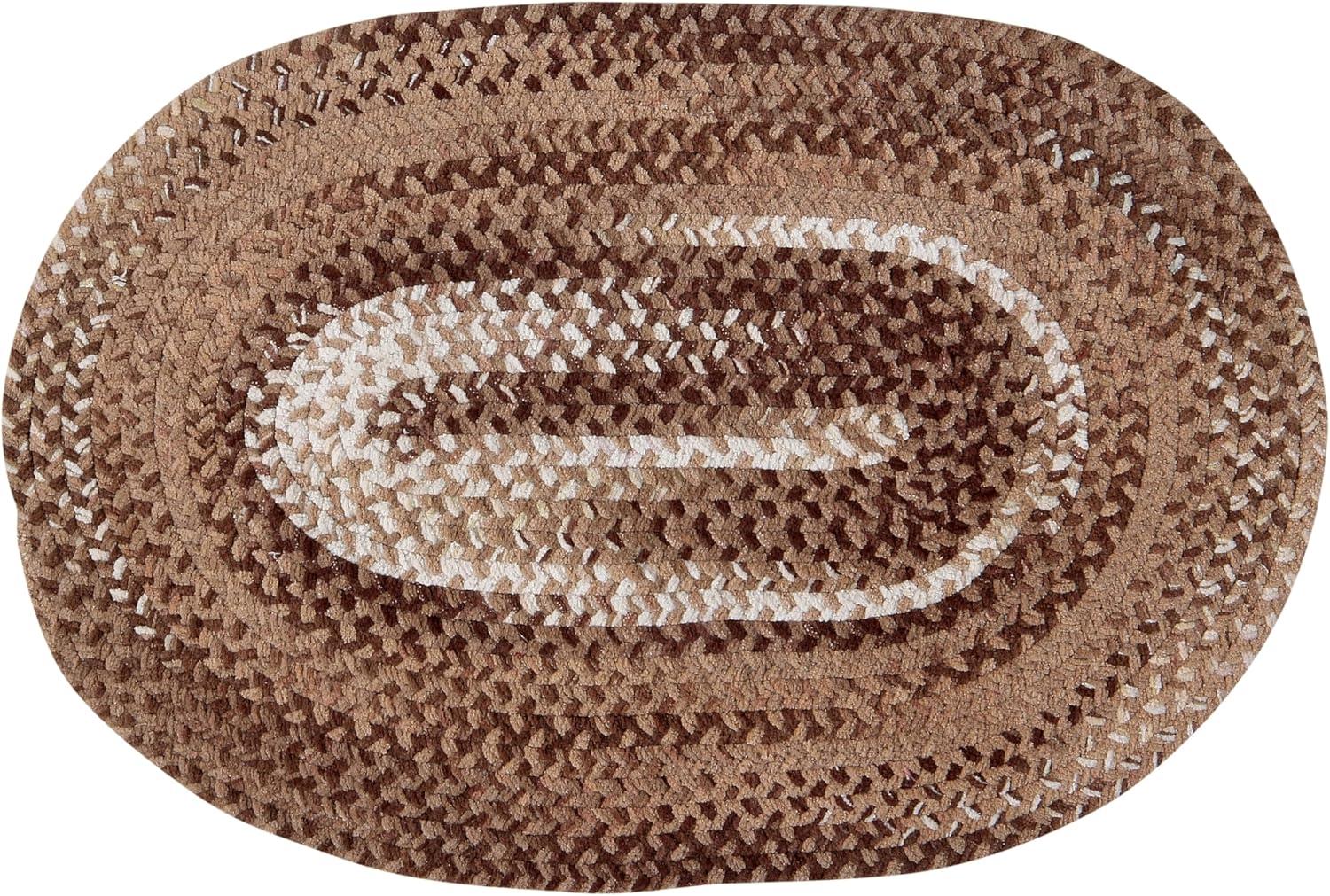 Brown Chenille Braided Reversible Oval Area Rug 5' x 7'