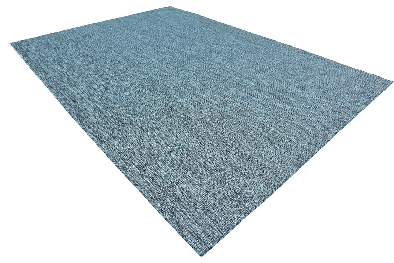 Unique Loom 8' 0 x 11' 4 Rectangle Indoor/Outdoor Solid Teal Area Rug