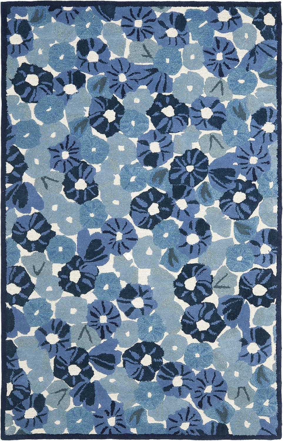 SAFAVIEH Martha Stewart Poppy Field Floral Area Rug, Azurite Blue, 9' x 12'