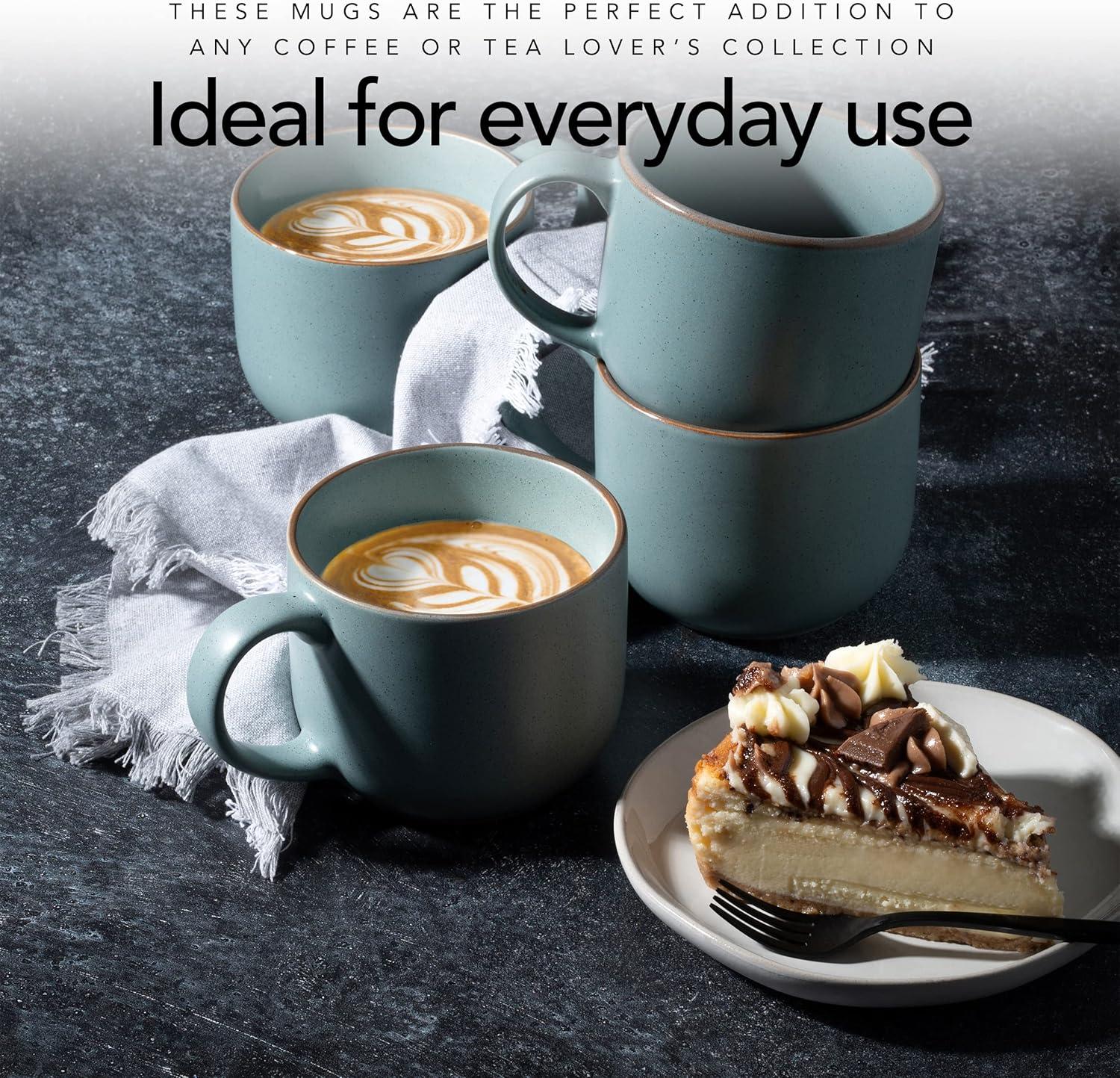 Maison Neuve Riverside Collection By Maison Neuve 4 Piece Set - Hand Crafted Stoneware Mugs Modern Dining Mugs, Large & Multipurpose Shape Mugs, Microwave & Dishwasher safe, 19 Oz  (Set of 4)