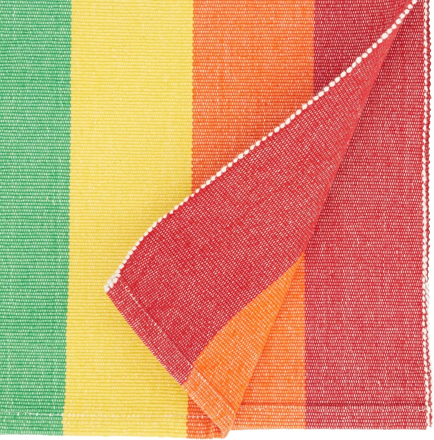 Rainbow Stripe Multicolored Cotton Table Runner, 16"x72"