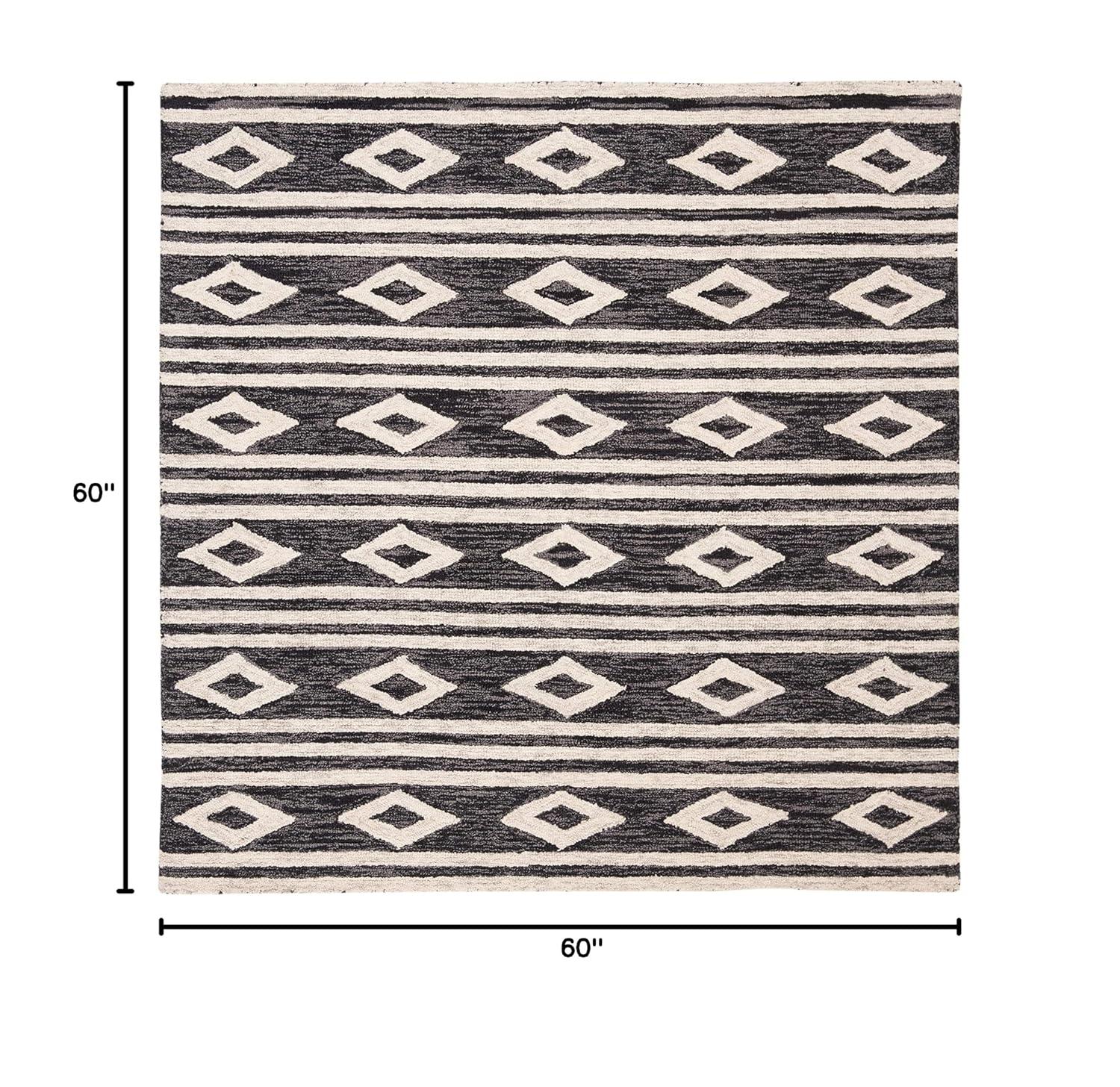 Micro-Loop MLP153 Hand Tufted Area Rug - Charcoal/Ivory - 5'x5' - Safavieh.