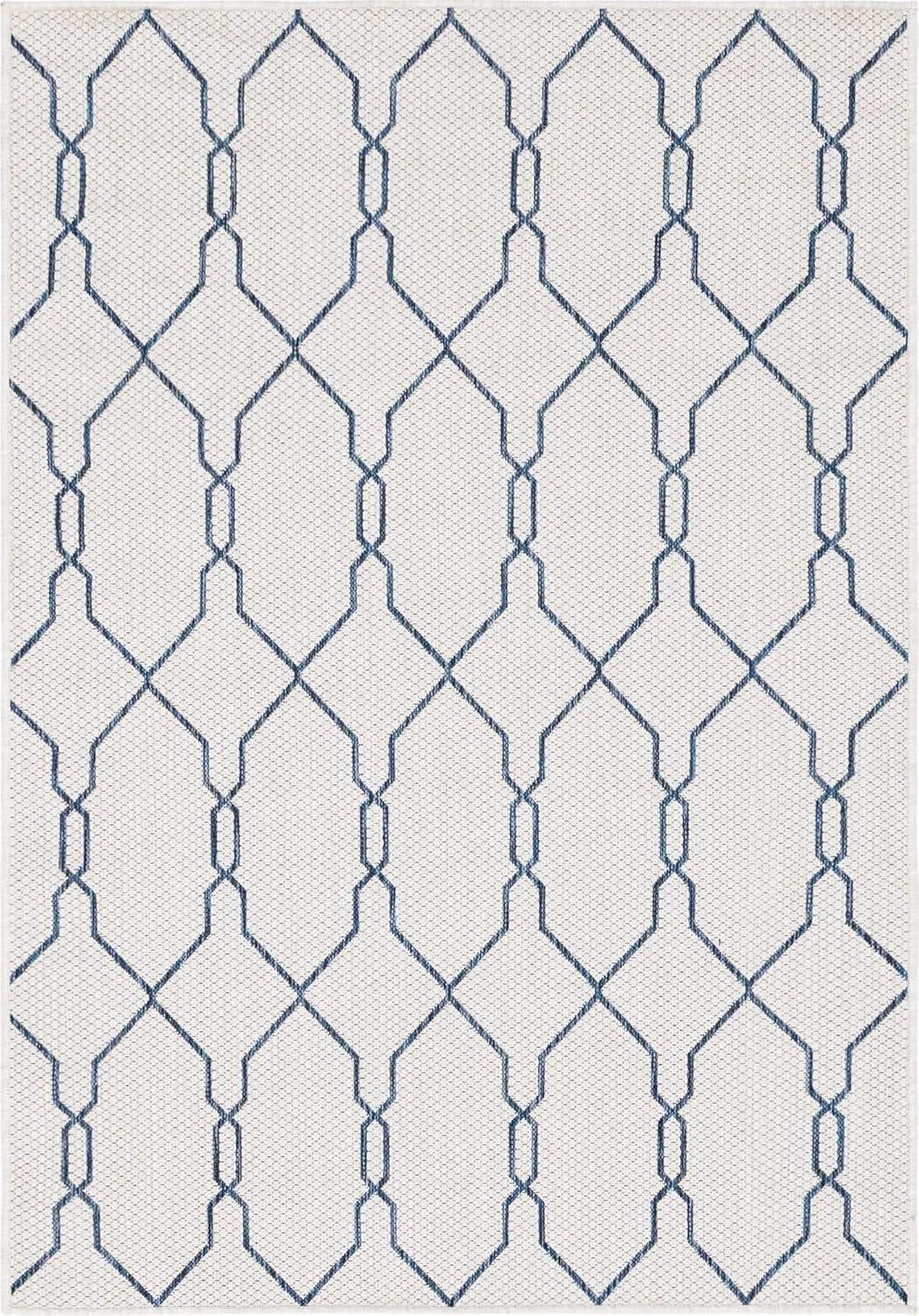 Unique Loom 4' 1 x 6' 1 Rectangle Indoor/Outdoor Trellis Ivory Area Rug