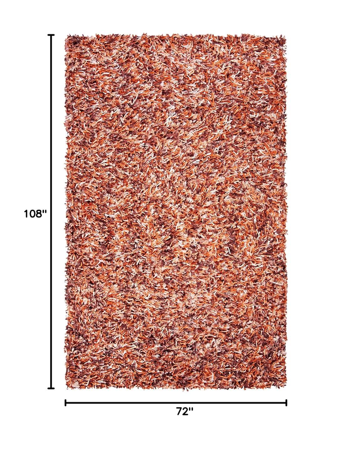 SAFAVIEH Rio Kynaston Solid Polyester Shag Area Rug, Rust/Ivory, 6' x 9'