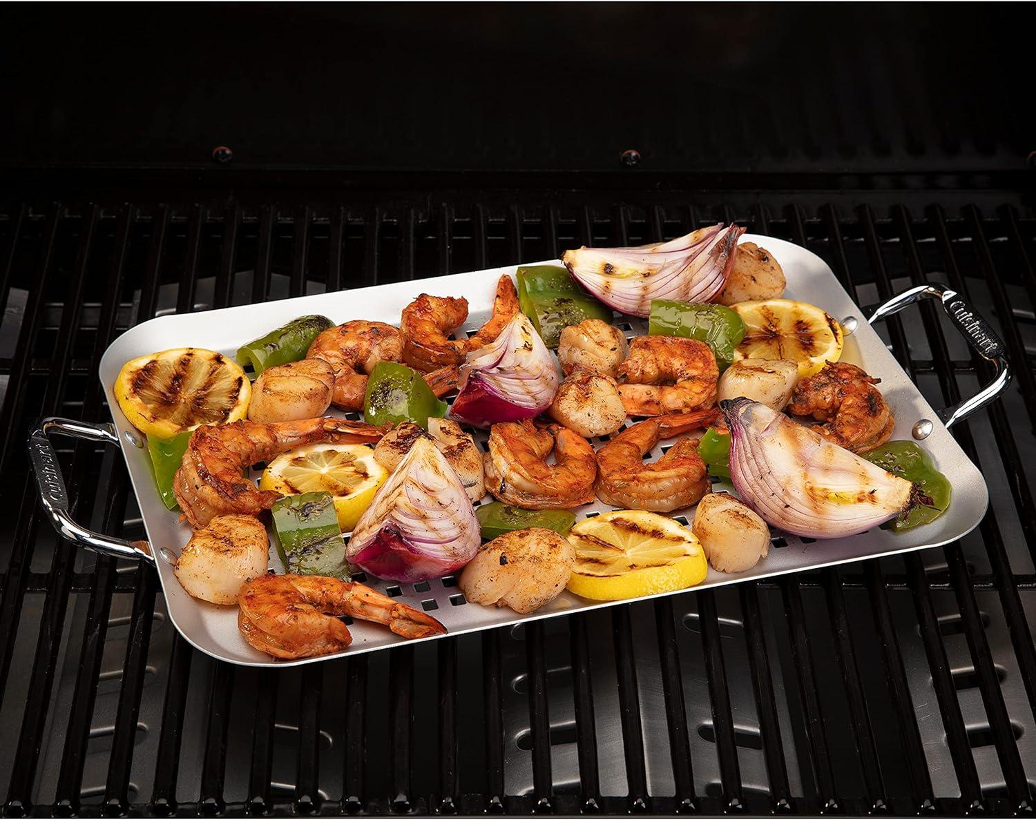 14.5" x 10" Non-Stick Perforated Grill Topper with Handles