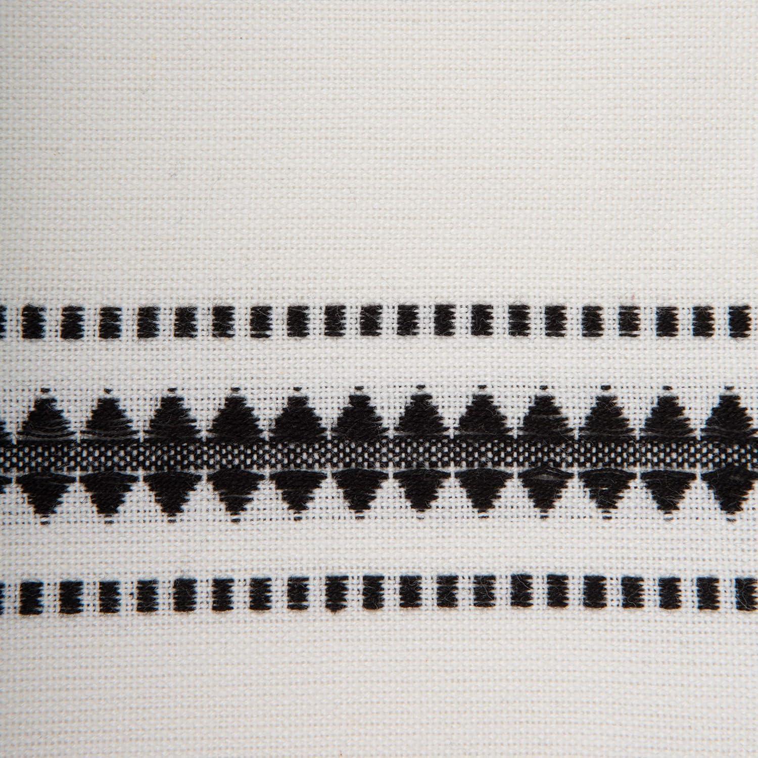 DII Zig Dobby Tabletop Collection, White Cotton Background with Embellished Stripe, Napkin Set, Black, 6 Count