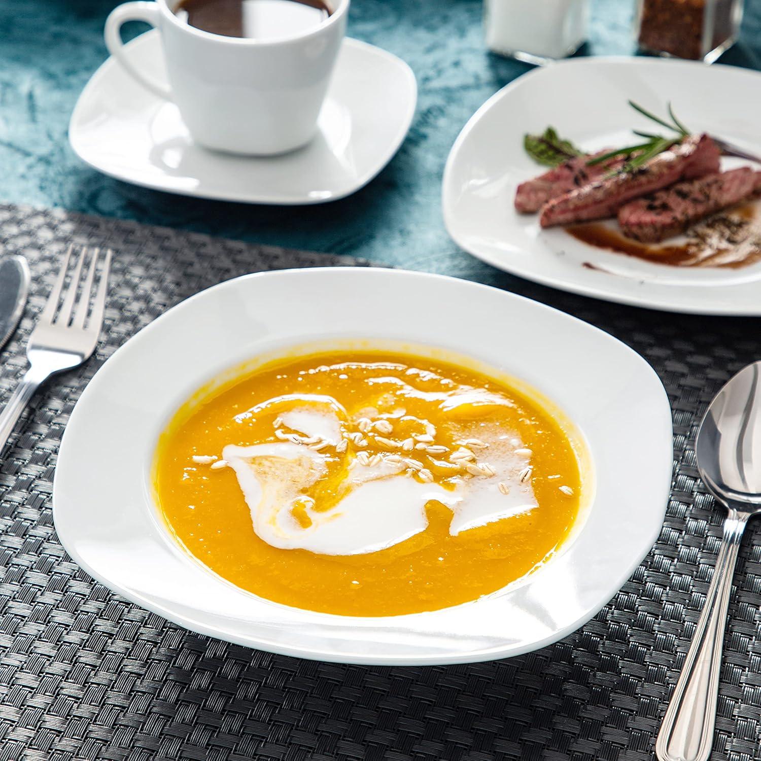 MALACASA Elisa 30-Piece Ceramic Porcelain Tableware Dinner Set Cups,Saucers,Dinner Soup Dessert Plates Set Service for 6 Person